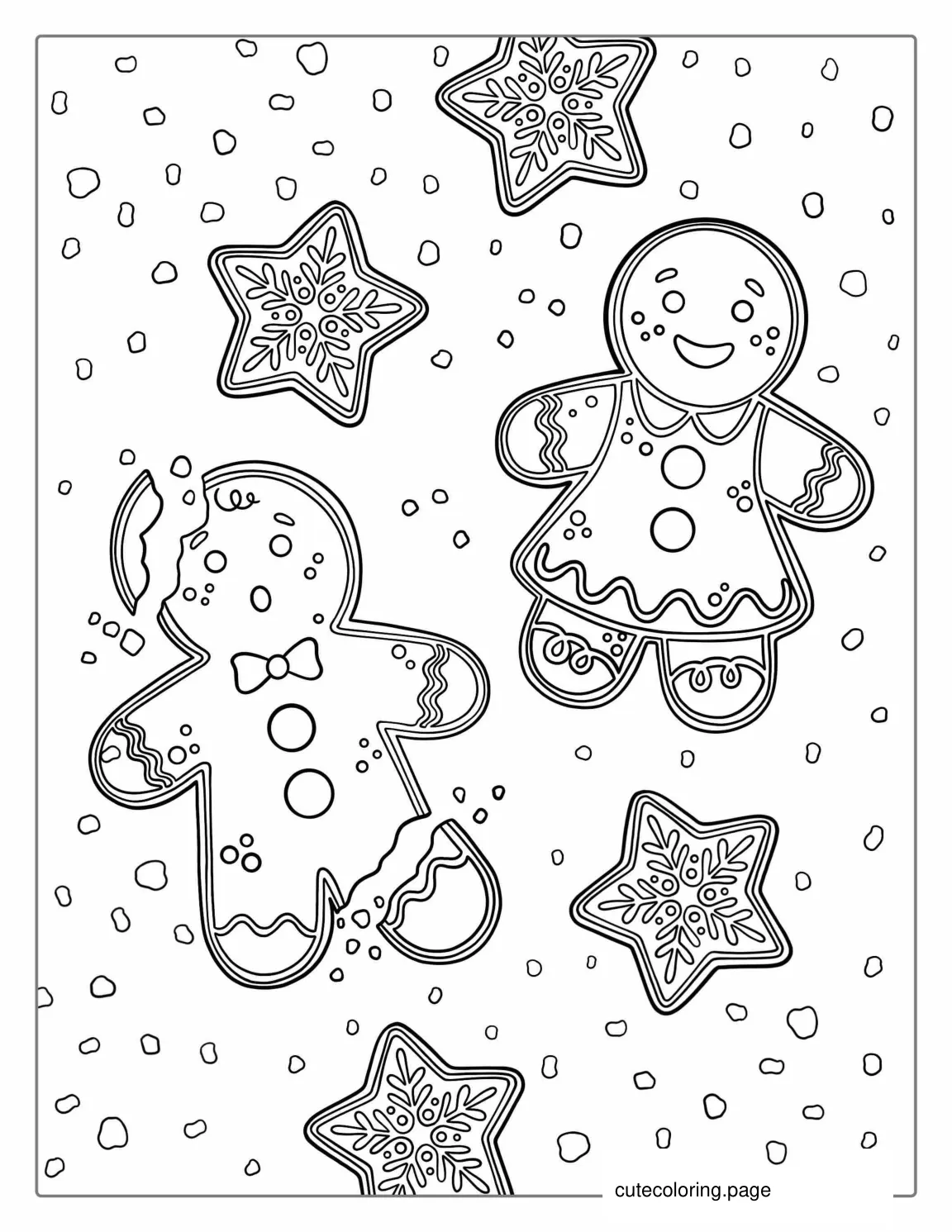 Gingerbread Man Christmas Themed Coloring Sheet coloring page