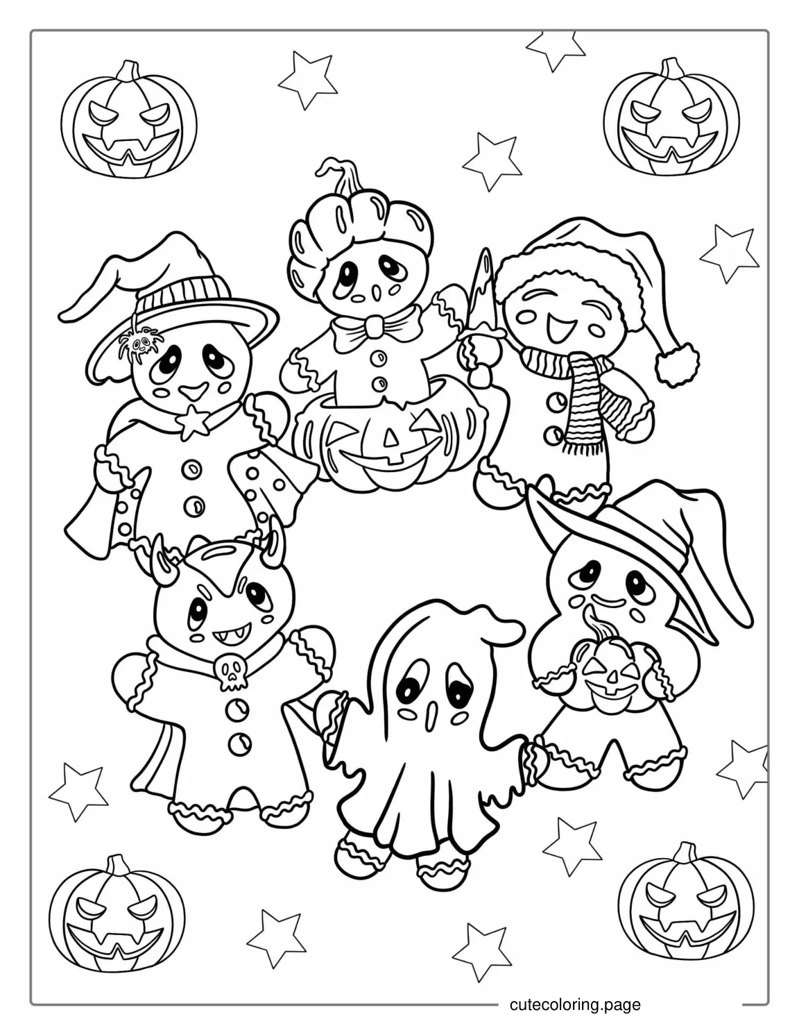 Halloween Gingerbread Men Coloring Page coloring page