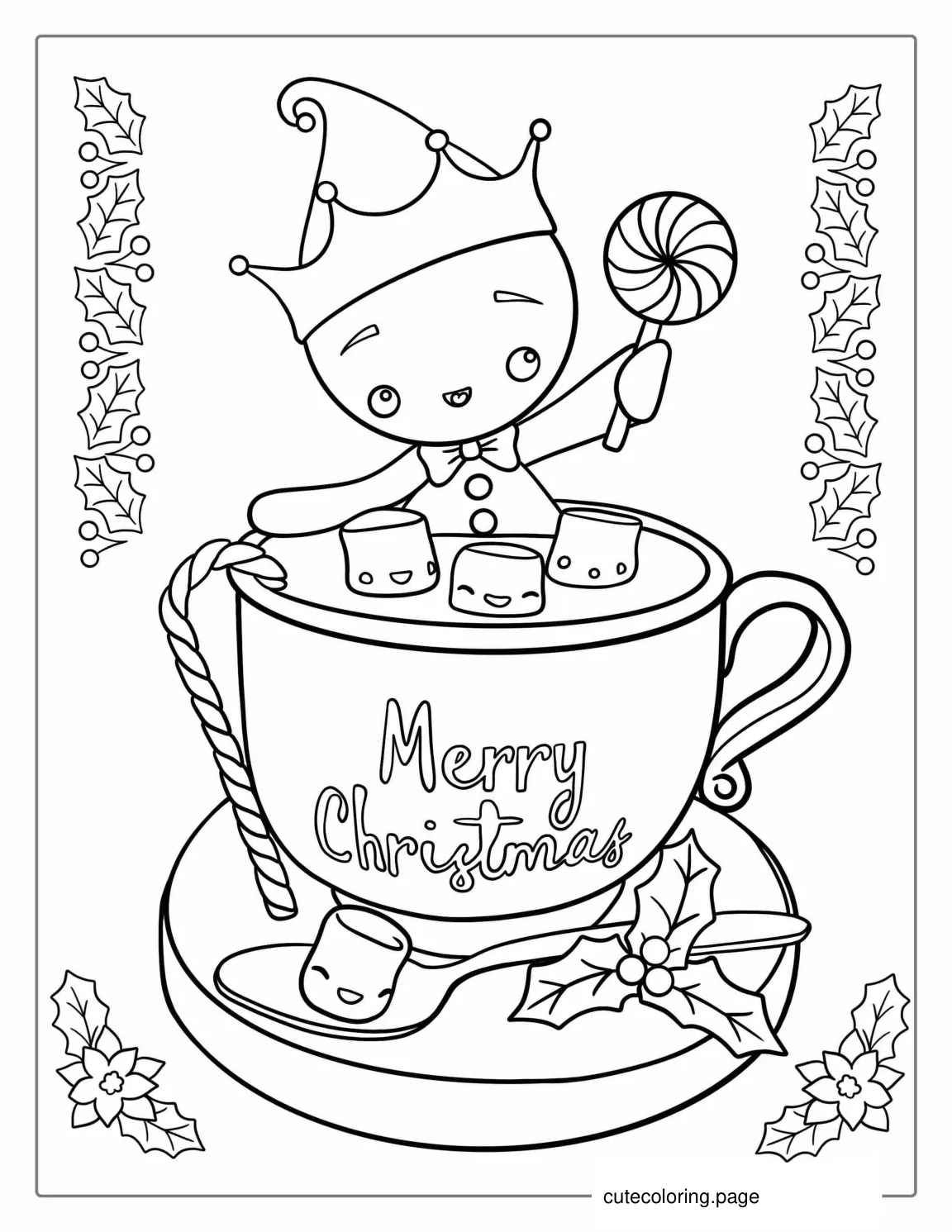 Merry Christmas Gingerbread Man To Color coloring page