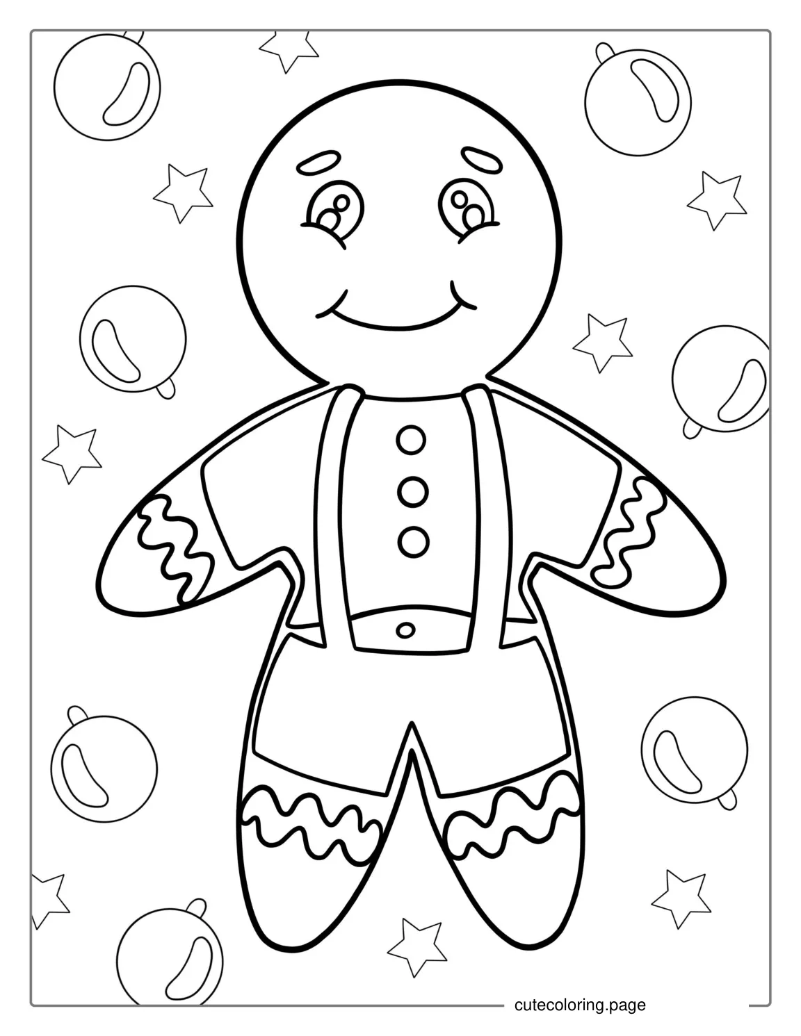 Smiling Gingerbread Man Coloring Picture coloring page