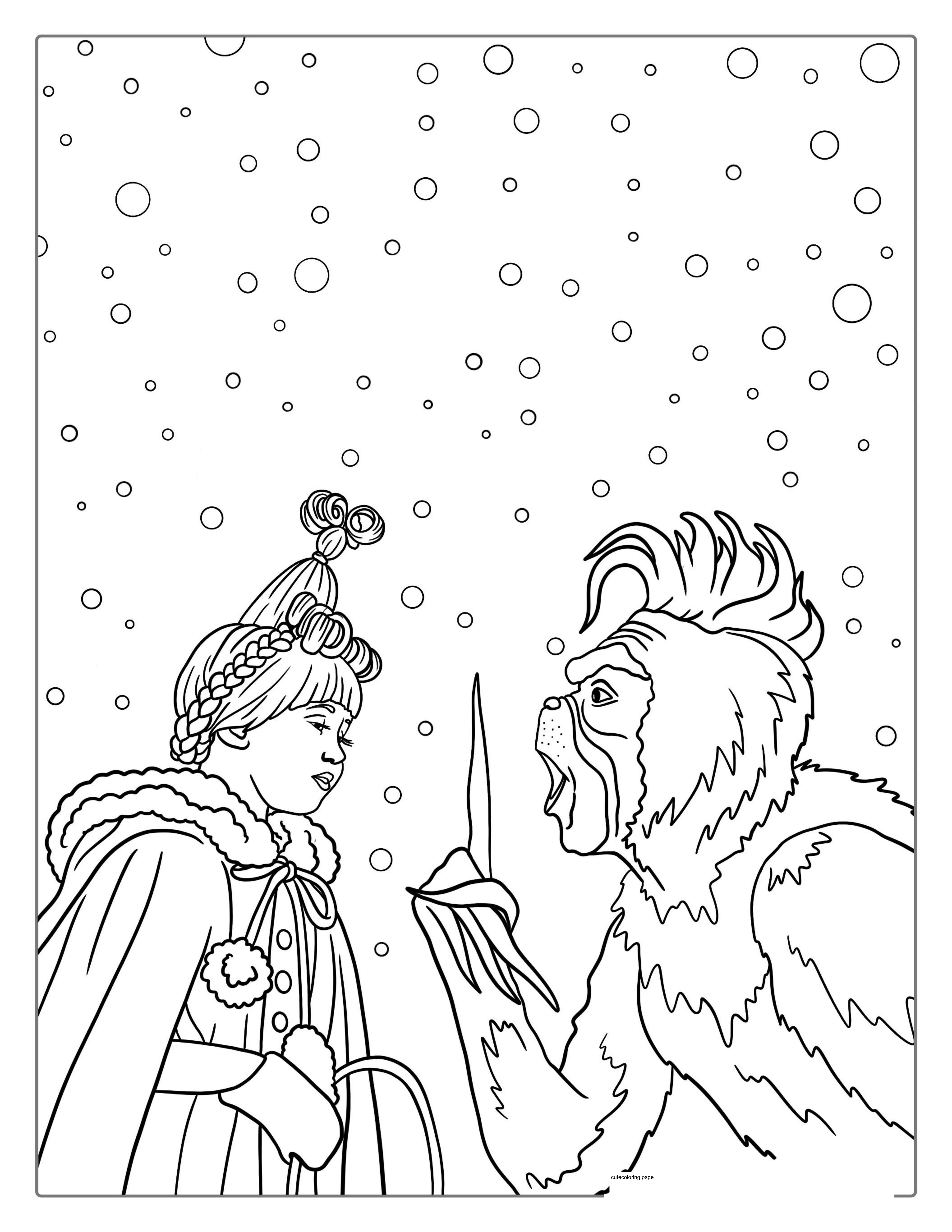 Cindy Lou And The Grinch In The Snow coloring page