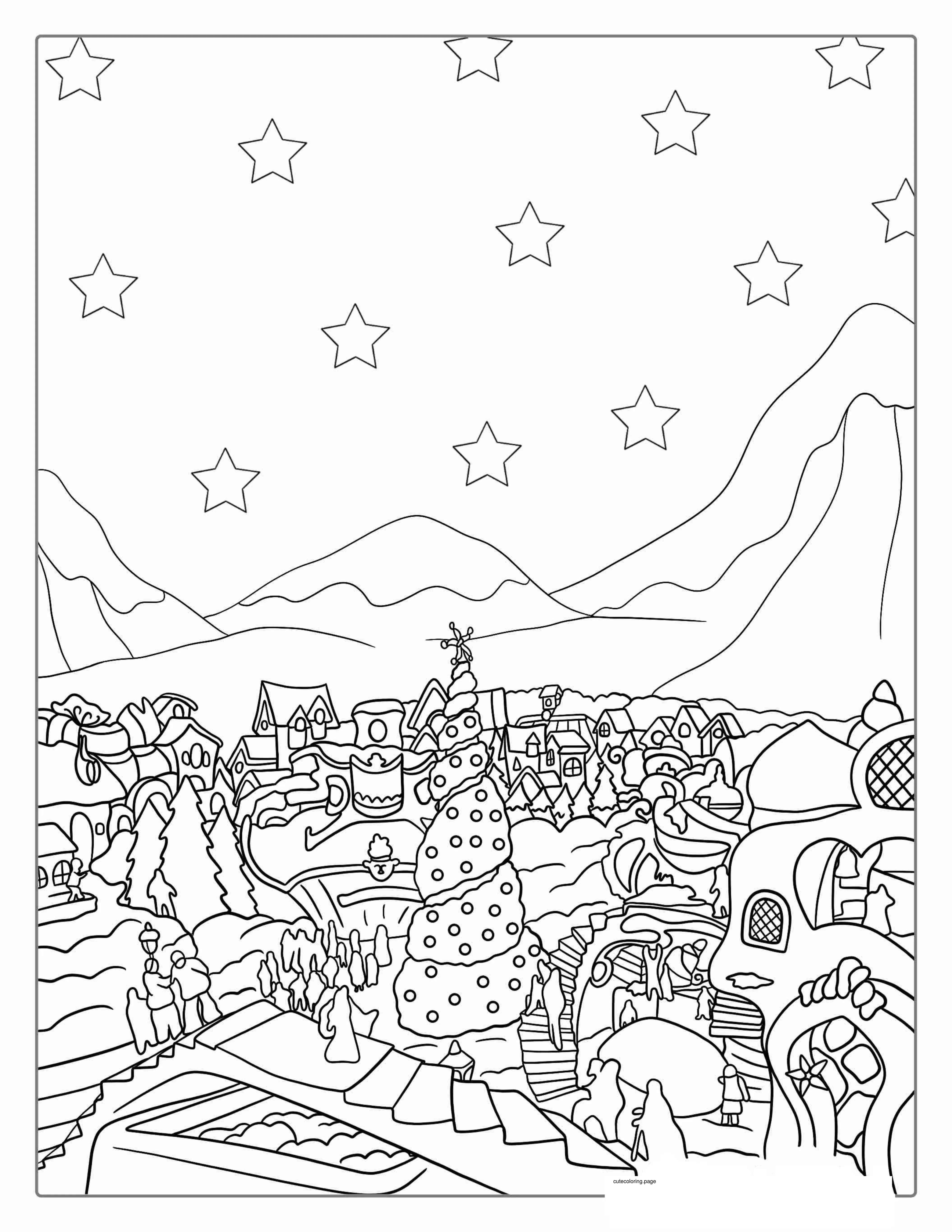 Coloring Sheet Of Whoville From The Grinch coloring page