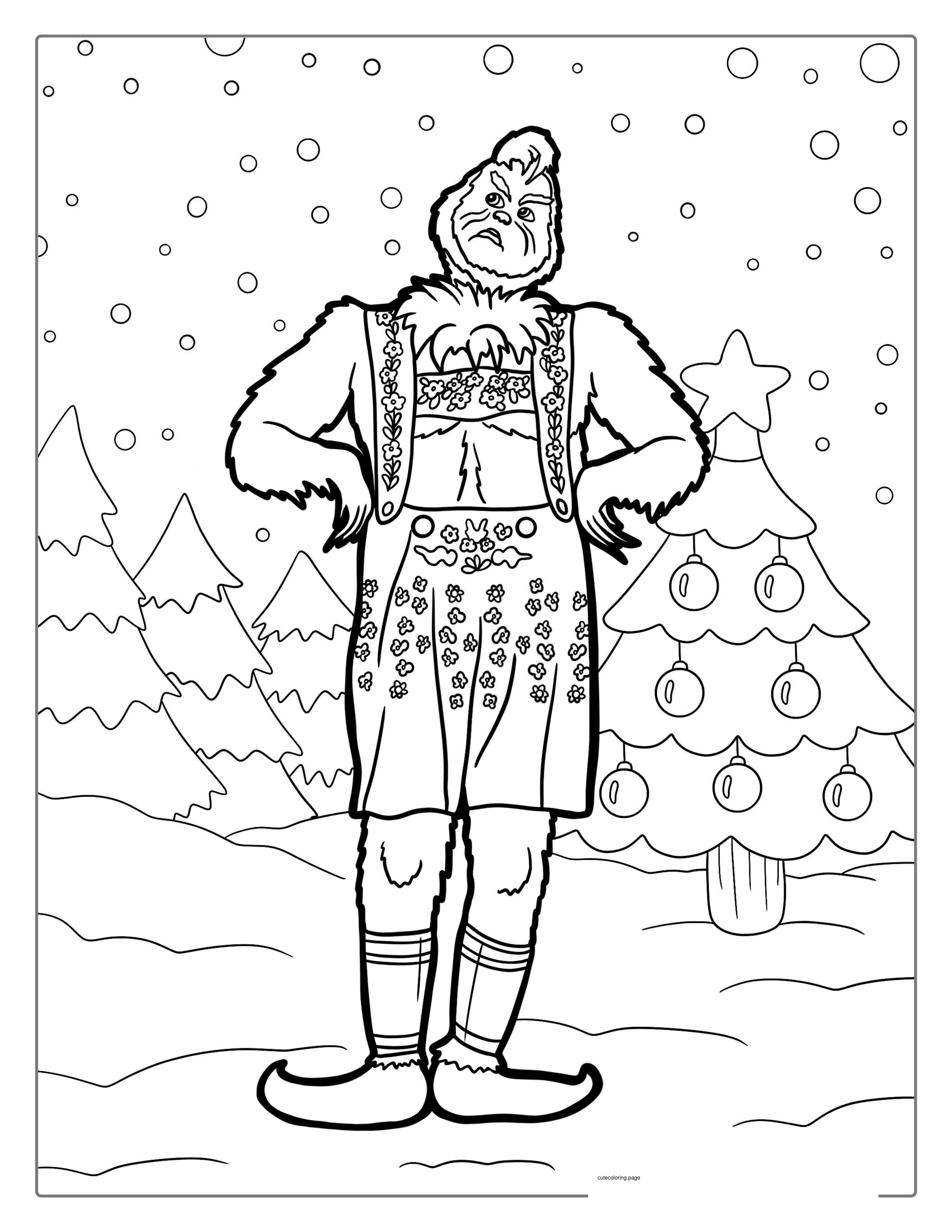 Detailed Grinch Coloring Page For Adults coloring page