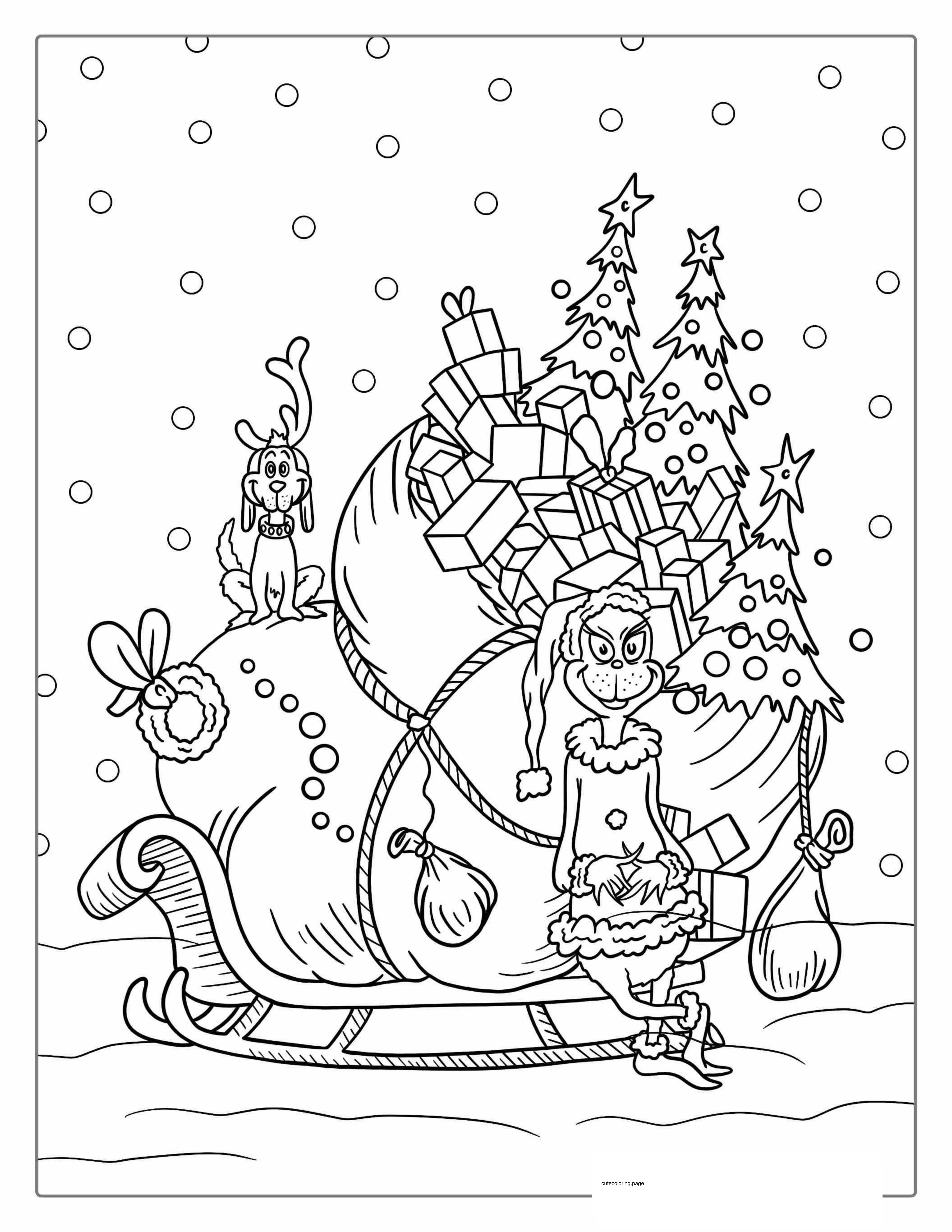 Dr Seuss Sneaky Grinch With Max Coloring Page coloring page