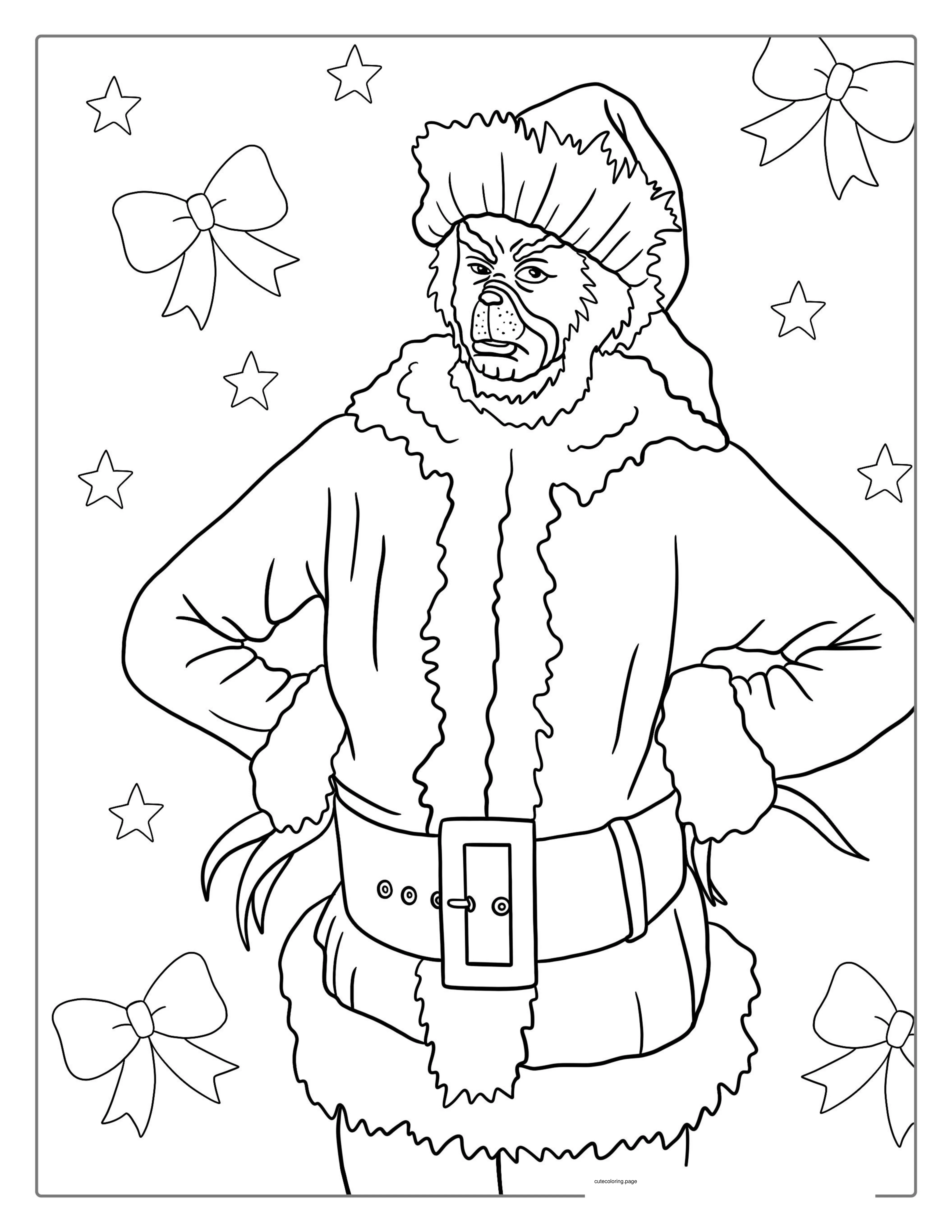 The Grinch Dressed In Santa Outfit To Color coloring page