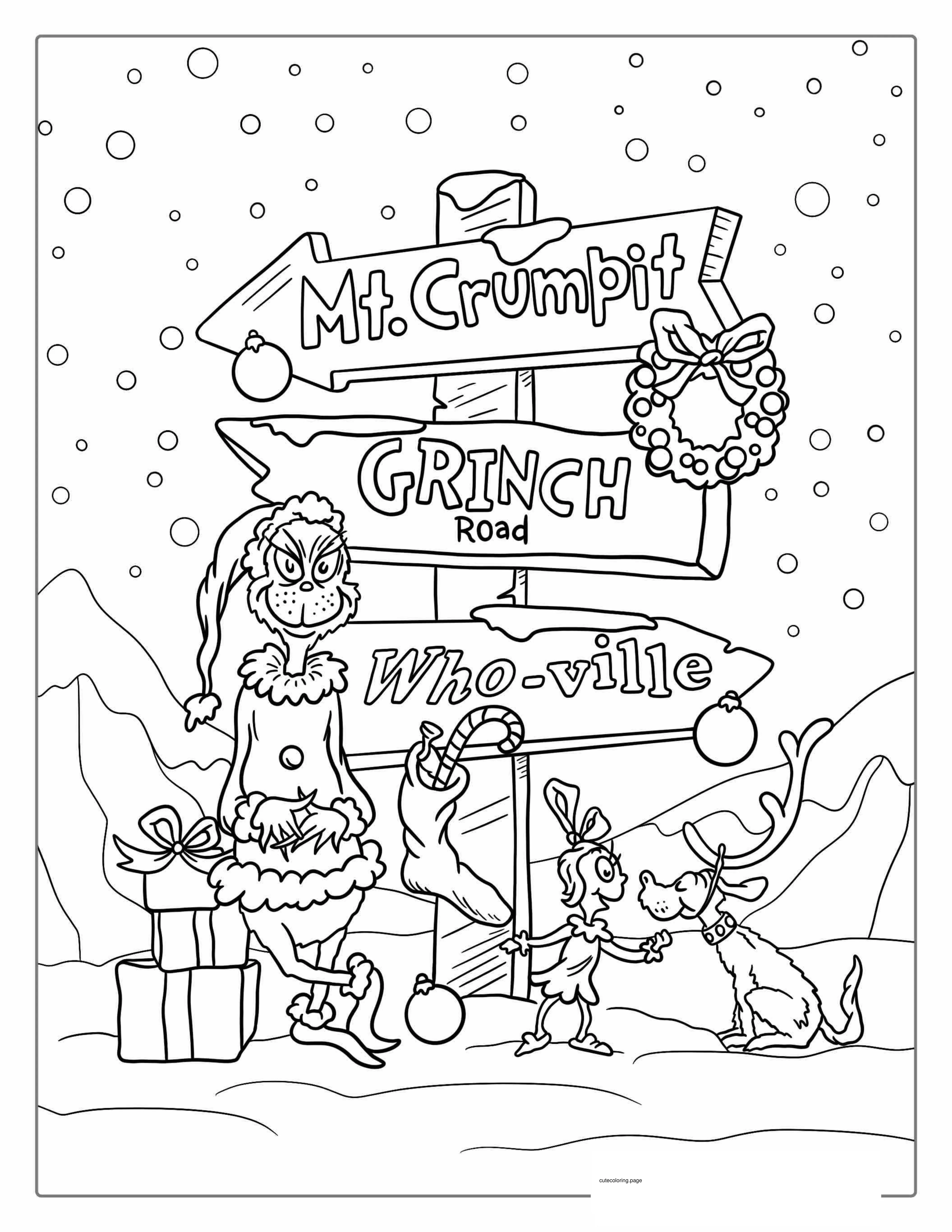 The Grinch In Whoville Coloring Page For Kids coloring page