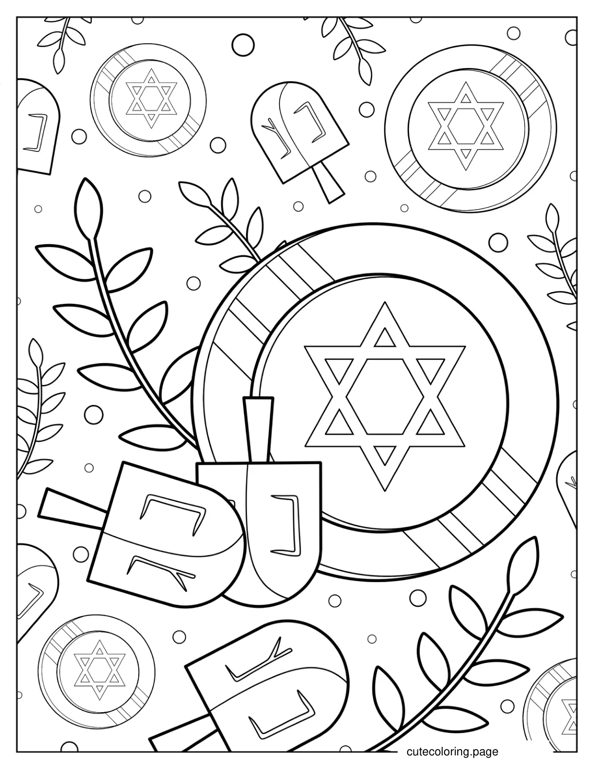 Chocolate Gelts With Dreidels Coloring Page coloring page