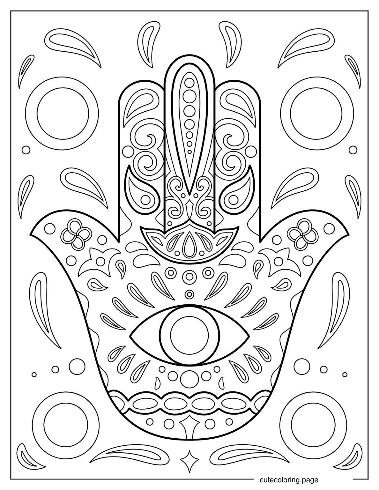 Detailed Hamsa Coloring Page coloring page