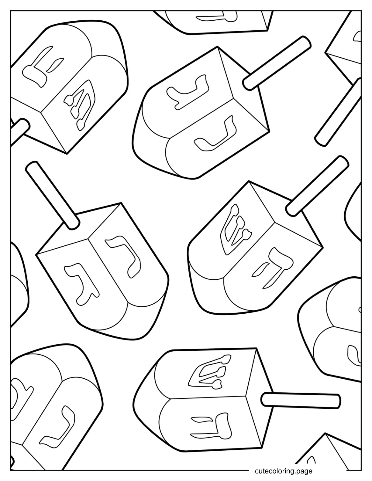 Full Page Hanukkah Dreidel Coloring Sheet coloring page