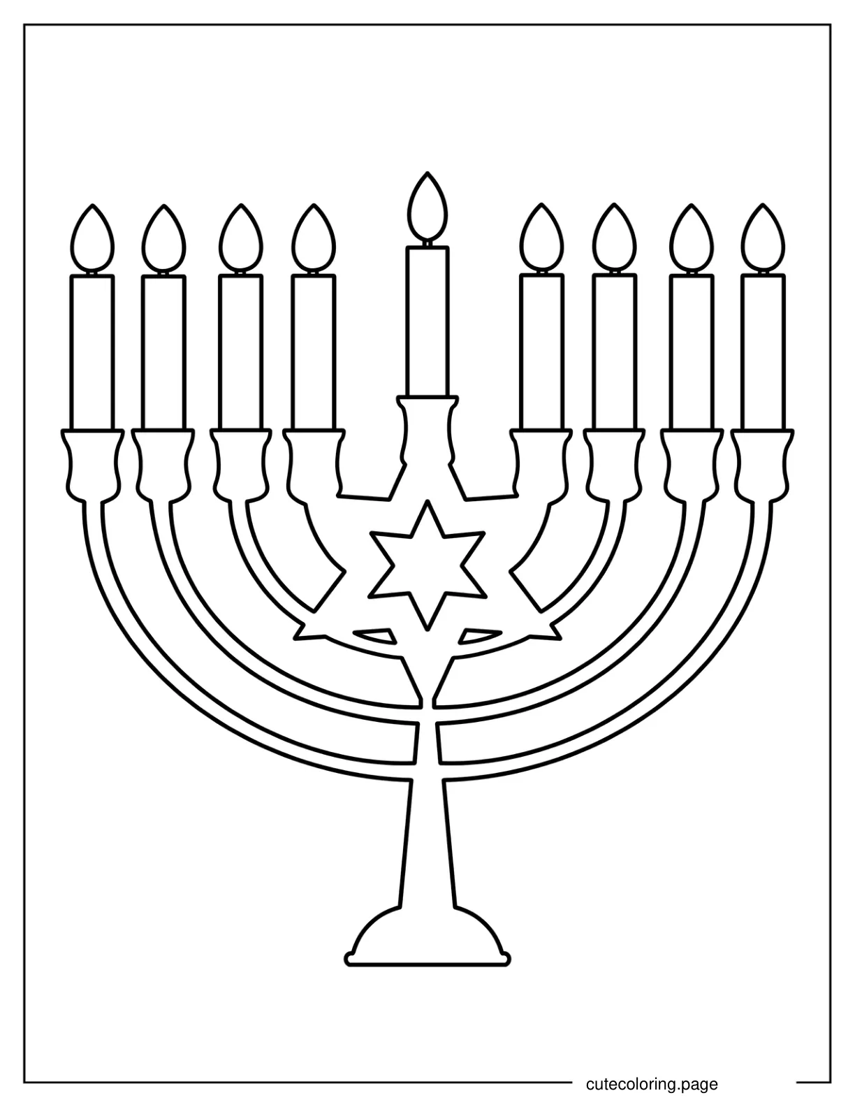 Menorah With The Candles Lit coloring page