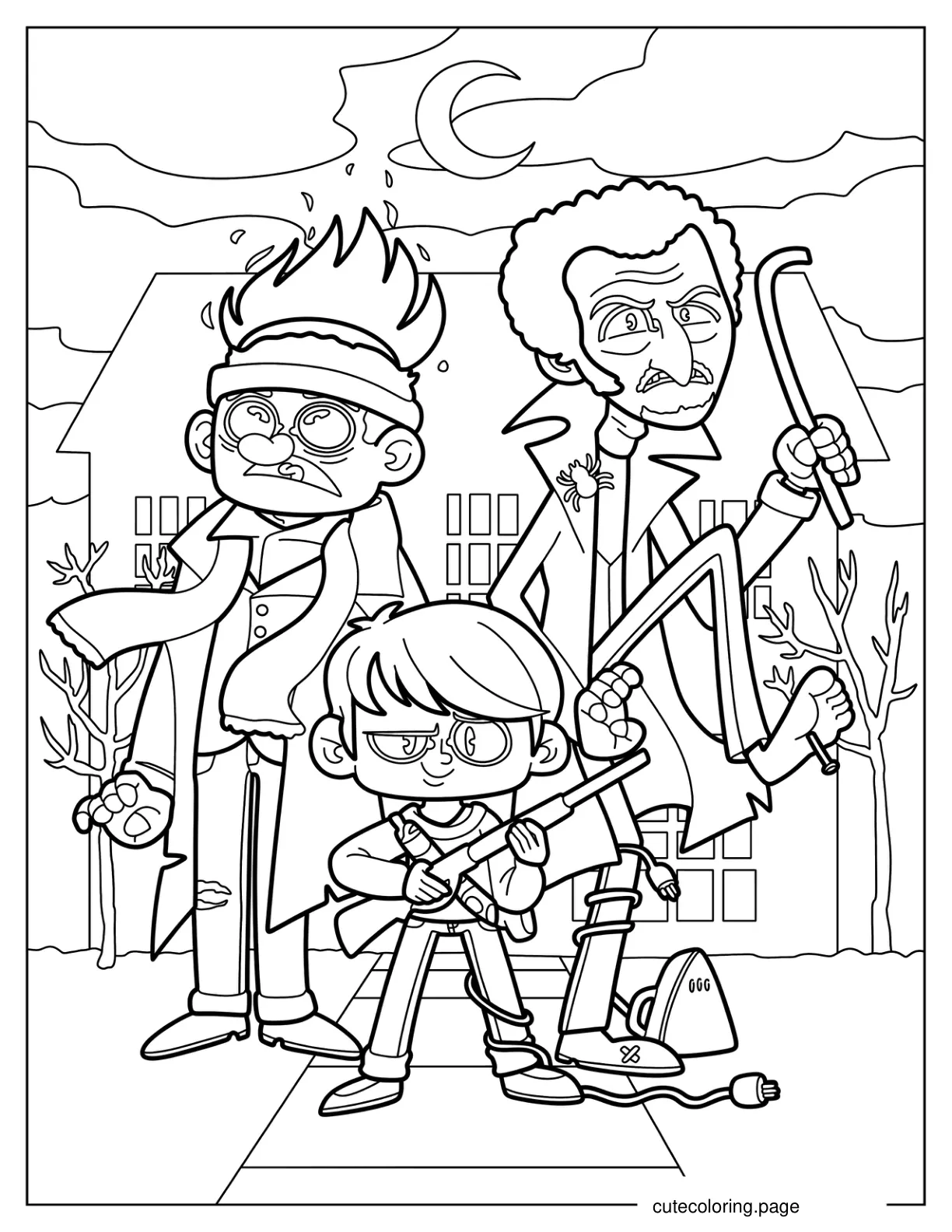 Cute Chibi Kevin Marv And Harry Coloring Page For Kids coloring page