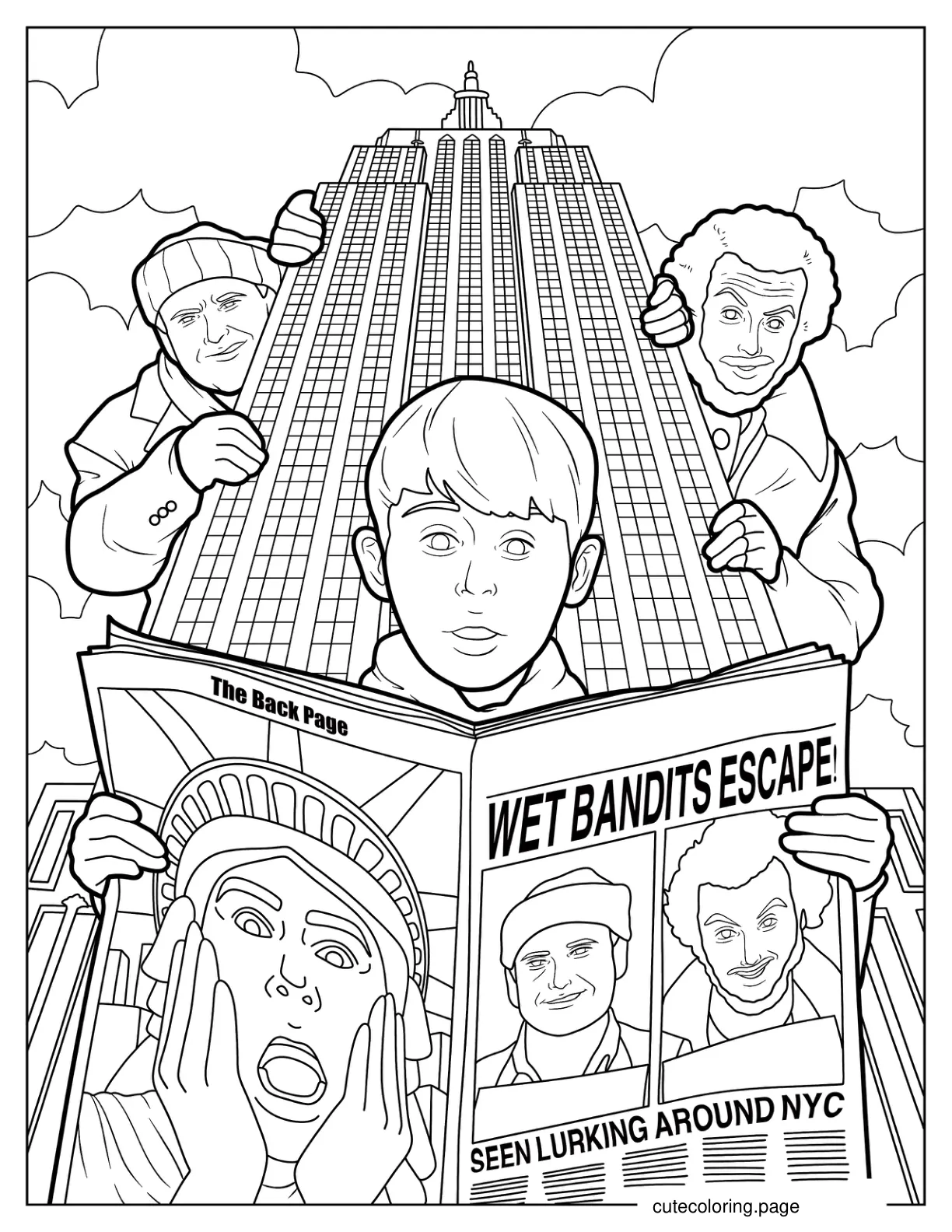 Home Alone In NYC With Wet Bandits coloring page