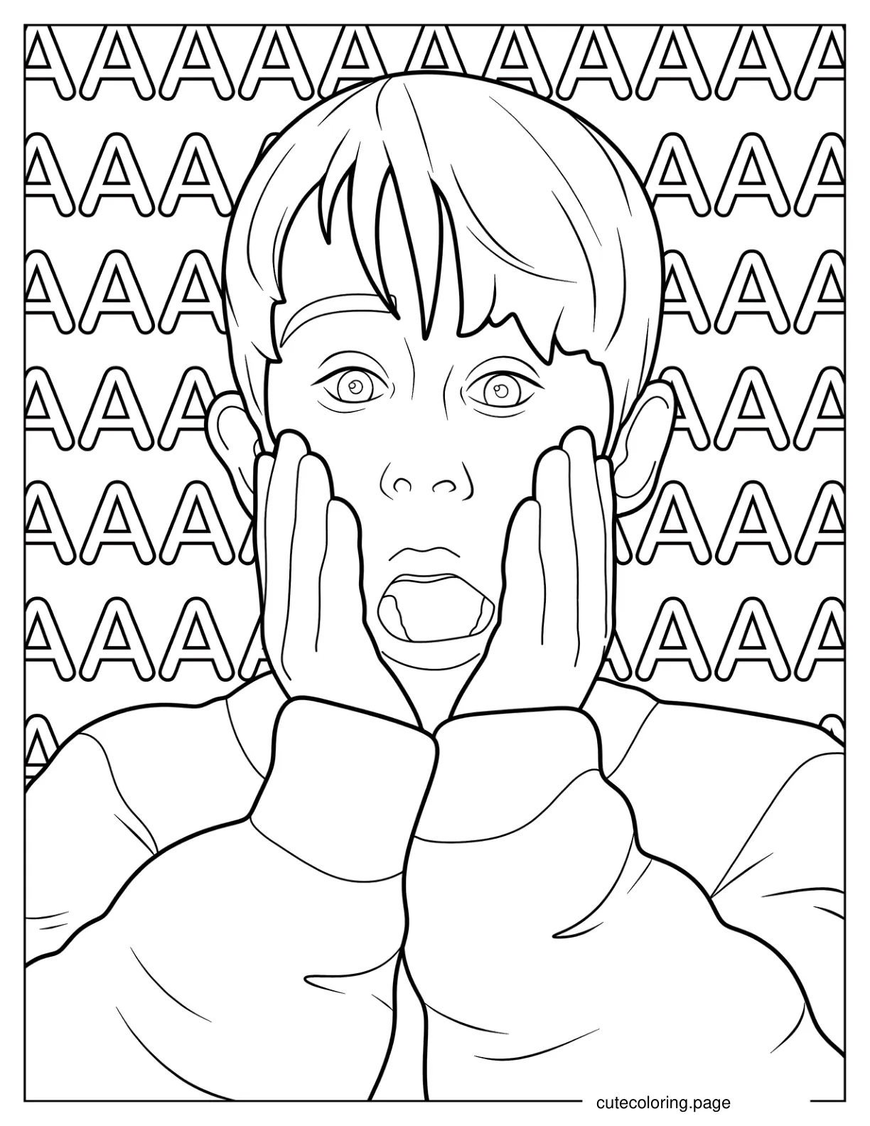 Home Alone Kevin McCallister Iconic Screaming Pose coloring page