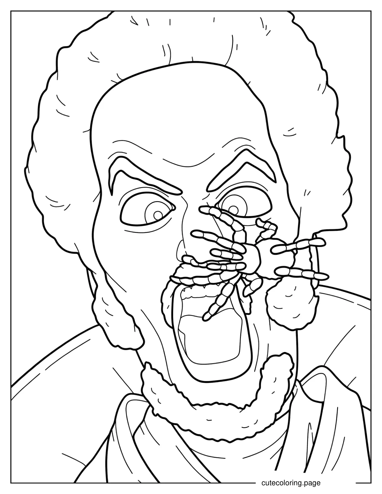 Marv Screaming At Tarantula On His Face coloring page