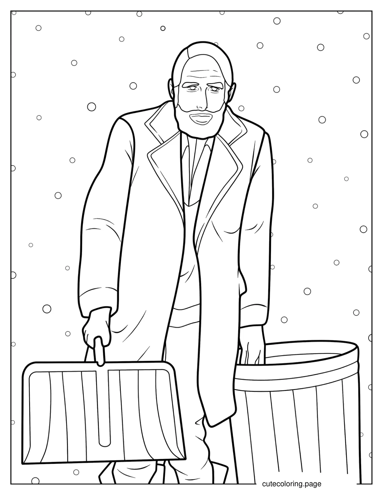 Old Man Marley Carrying Luggage In The Snow coloring page