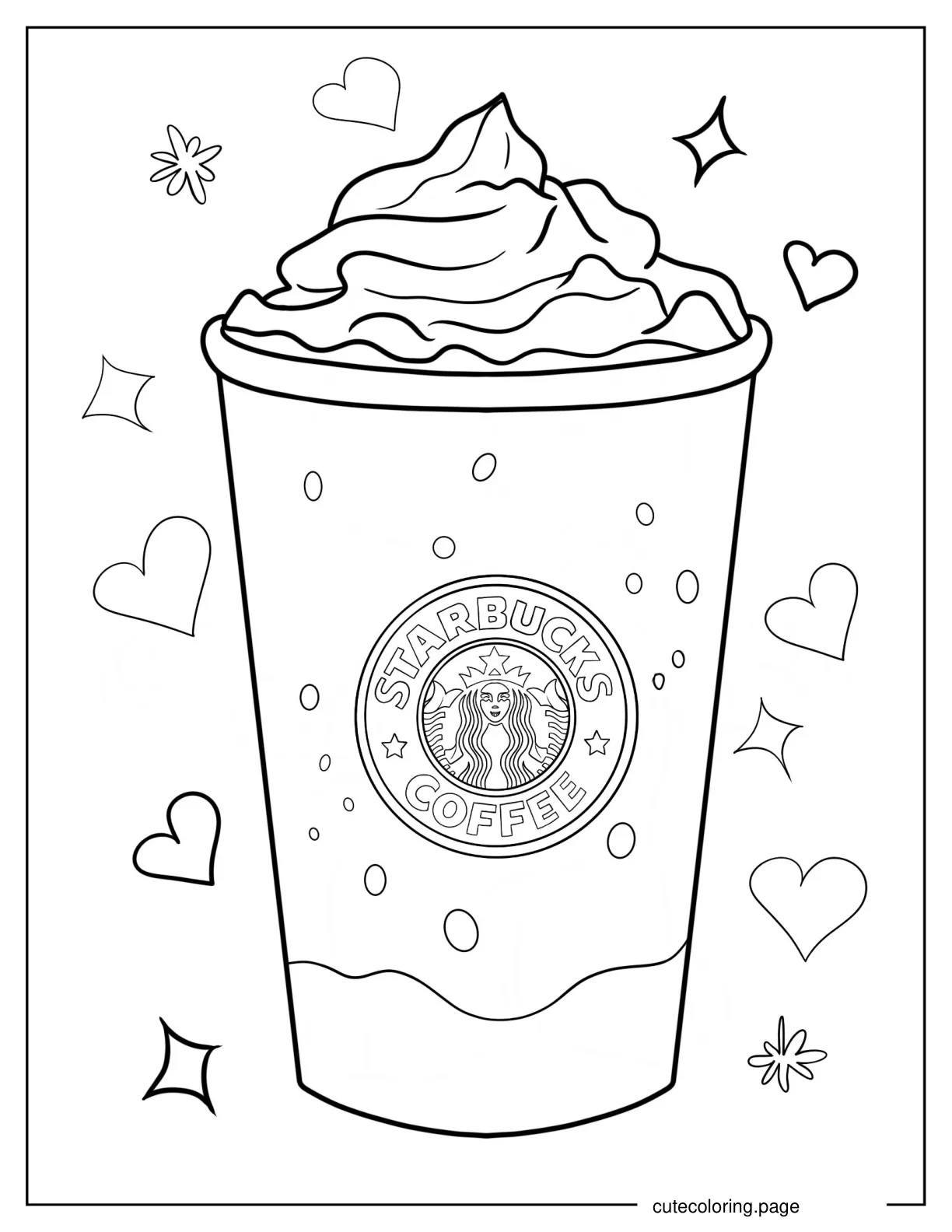 Easy Starbucks Hot chocolate Drink With Whipped Cream Coloring Page coloring page