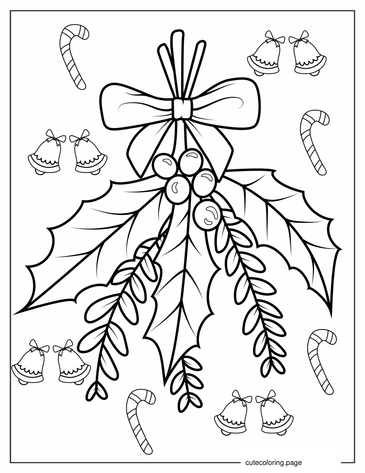 Christmas Themed Mistletoe To Color coloring page