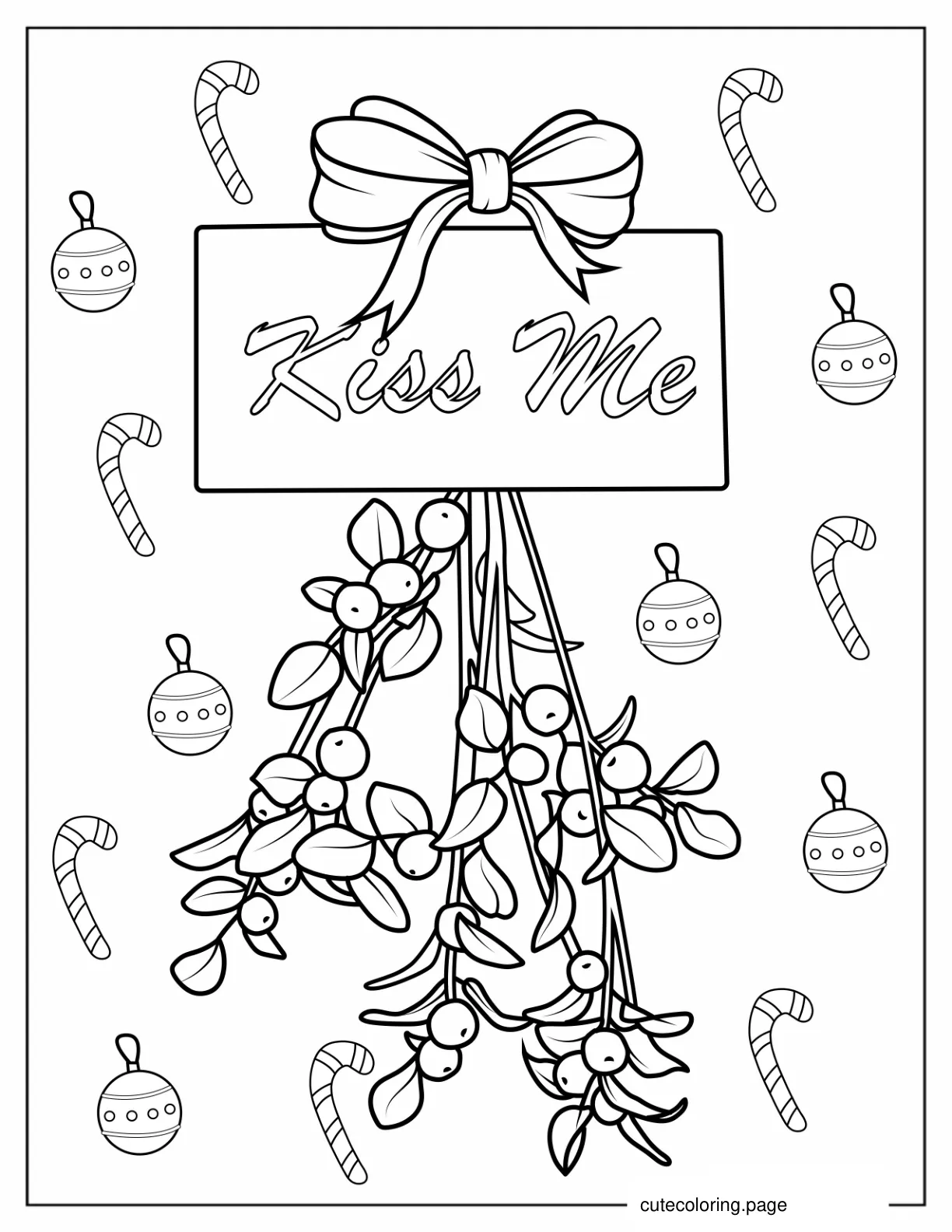 Kiss Me Mistletoe Coloring Sheet coloring page