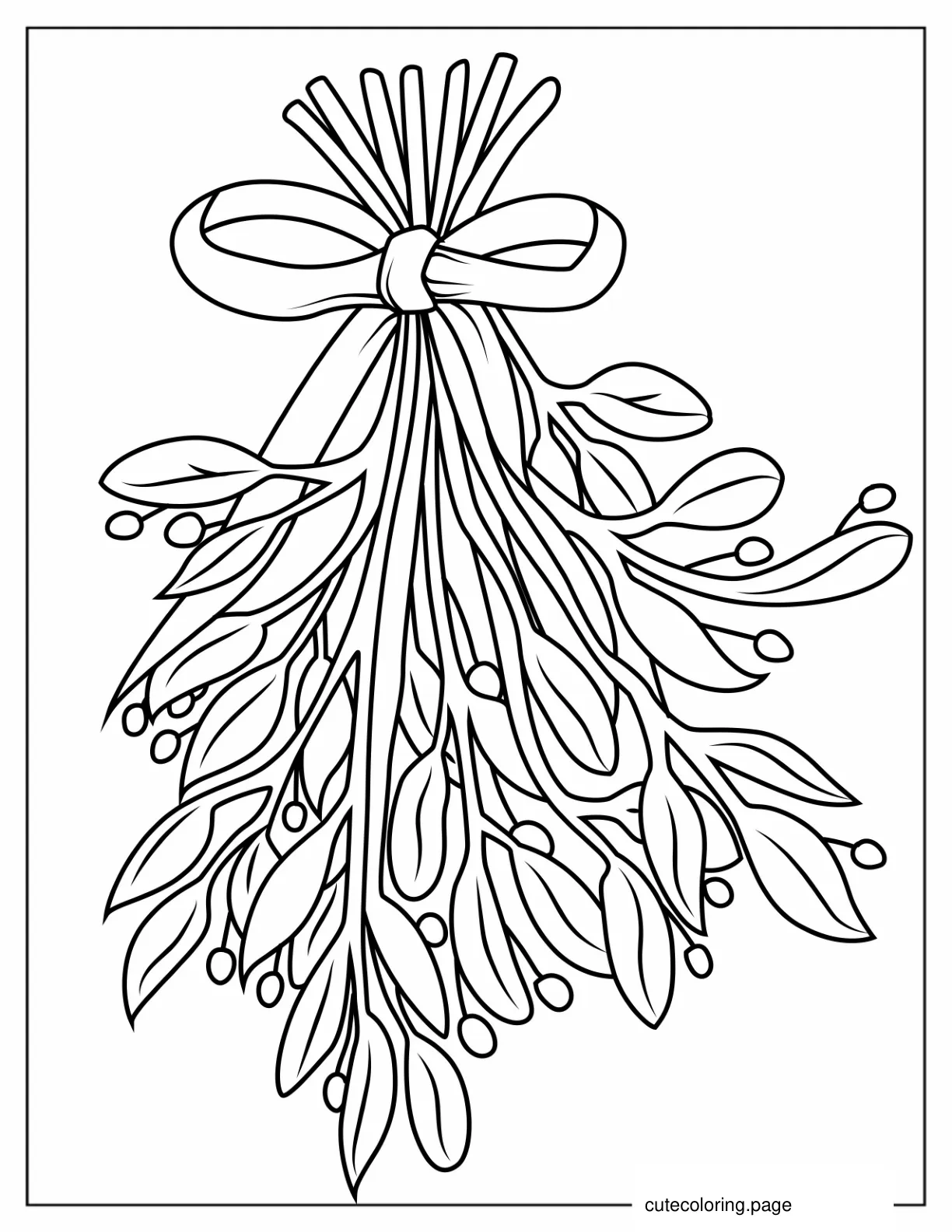 Mistletoe Bunch With Bow To Color coloring page