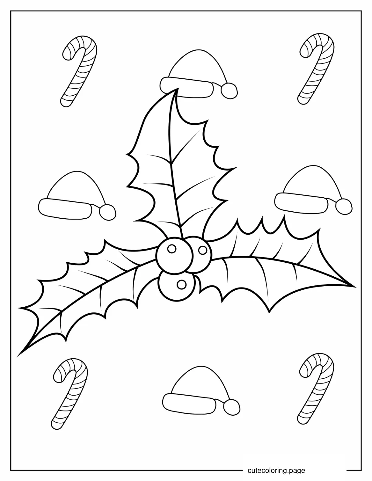 Mistletoe Coloring Page With Candy Canes coloring page