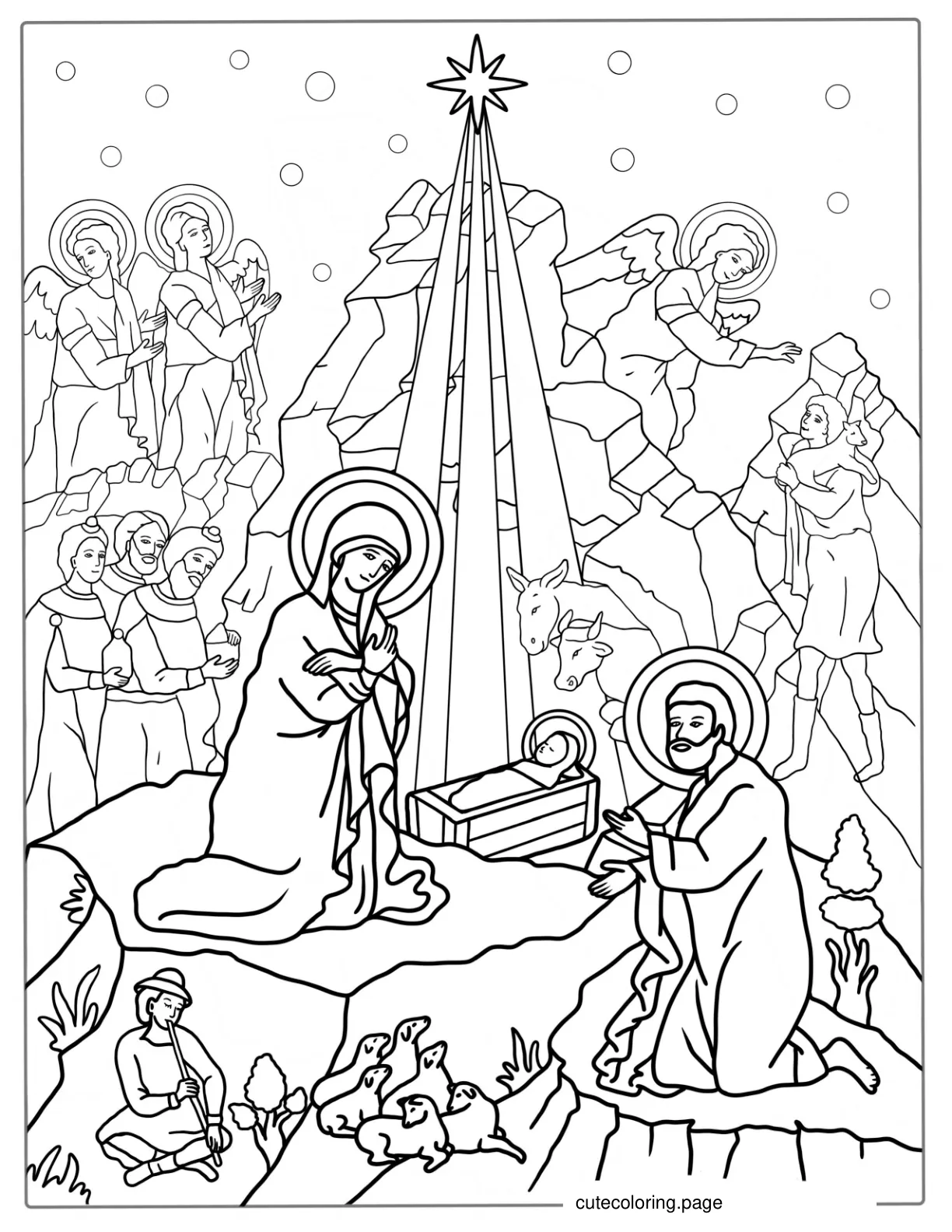 Biblical Nativity of Jesus Coloring Page coloring page