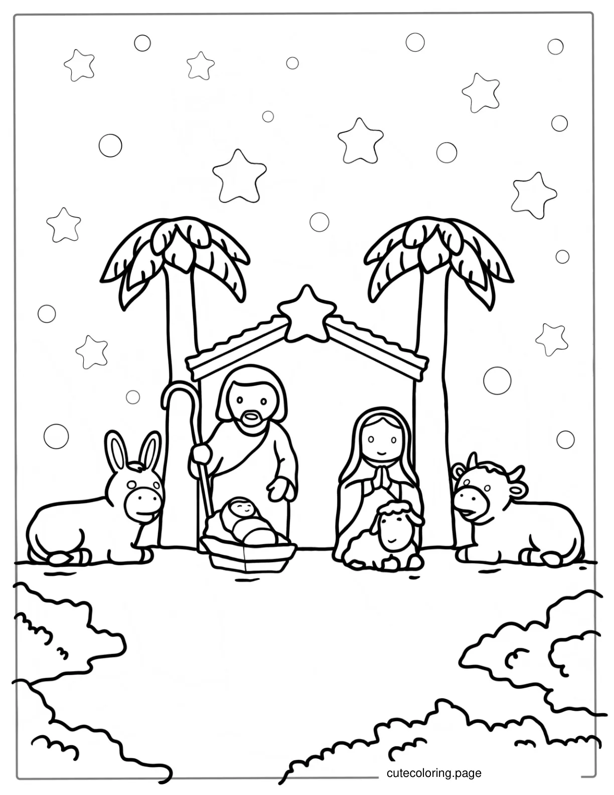 Coloring Page Of Nativity of Jesus For Preschoolers coloring page