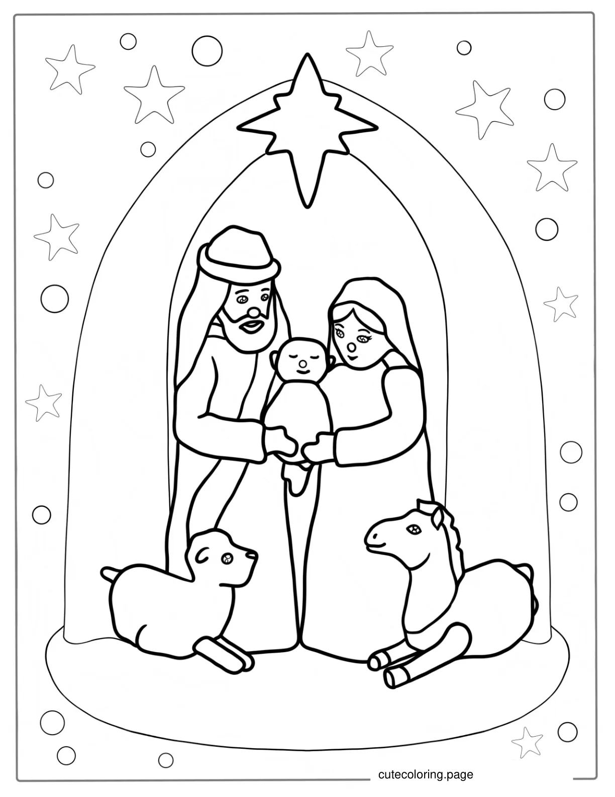 Easy Nativity Coloring Page For Kids coloring page