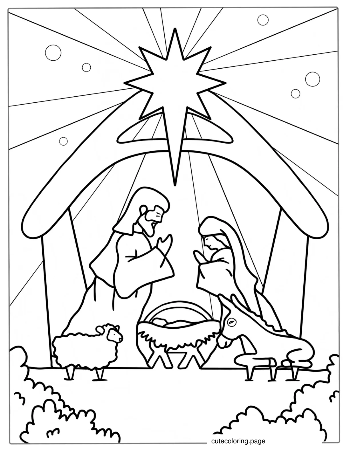 Simple Nativity of Jesus Coloring Sheet For Preschoolers coloring page