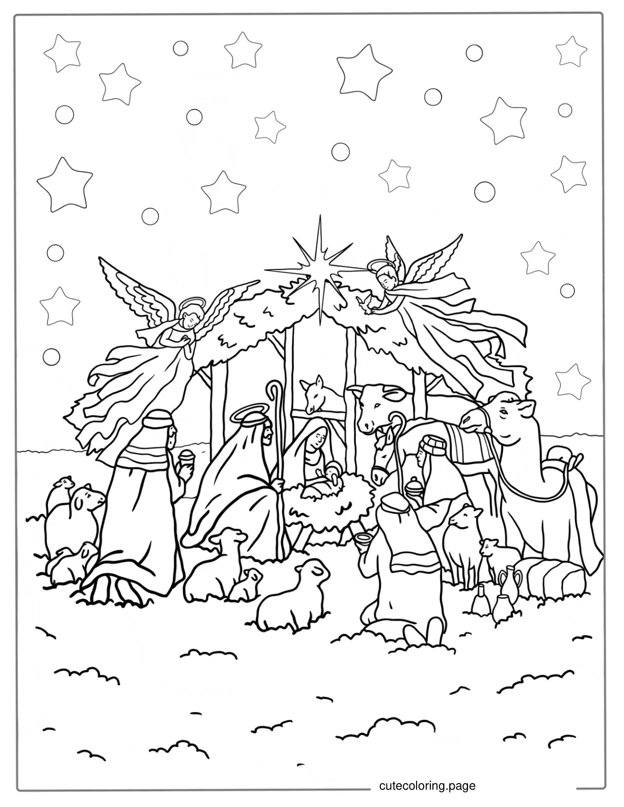 The Birth Of Jesus Christ Coloring Sheet coloring page