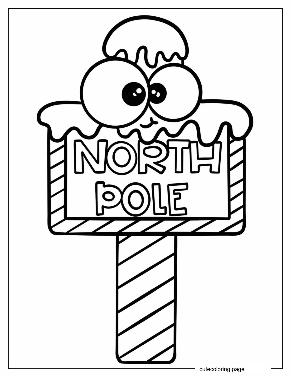 Cartoon North Pole Sign Coloring Page For Kids coloring page