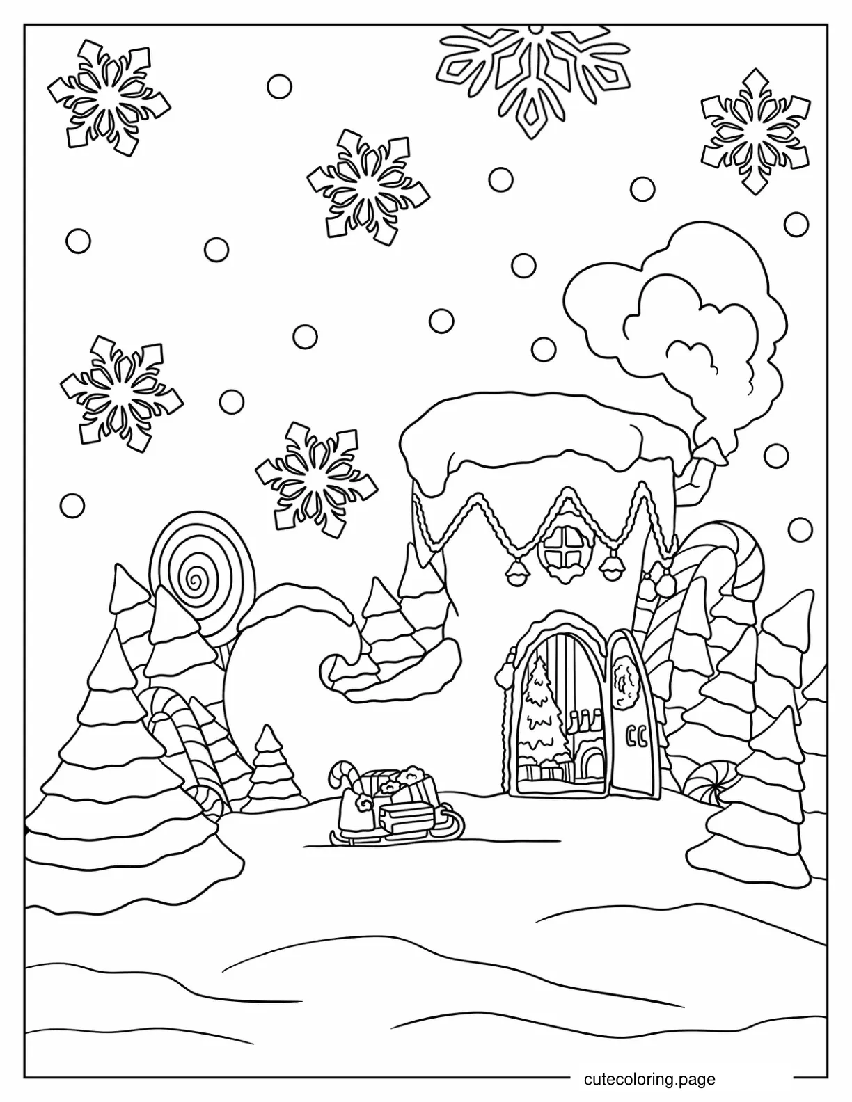 Elf Shoe Shaped House In The North Pole Coloring Page For Kids coloring page