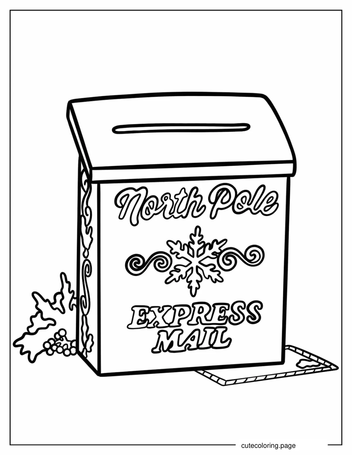 North Pole Express Mailbox Coloring Sheet coloring page