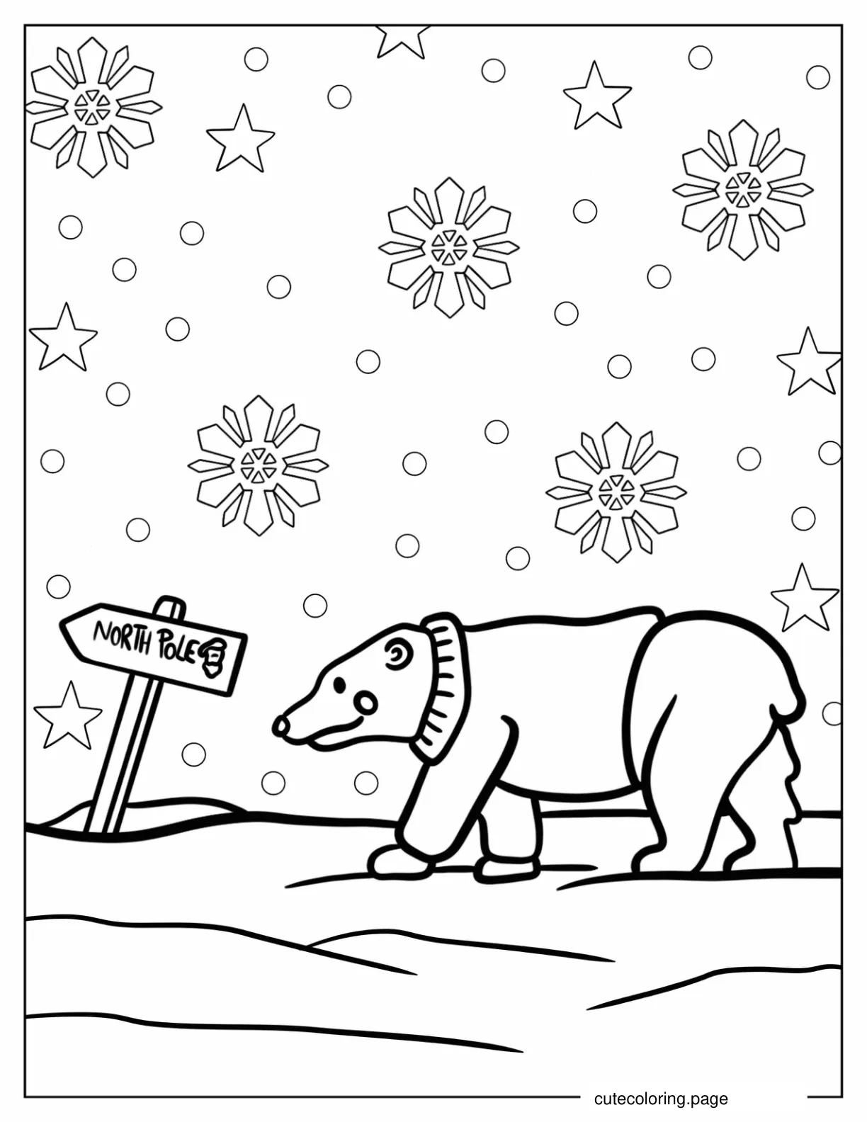 Polar Bear In A Sweater Going To The North Pole Coloring Sheet coloring page