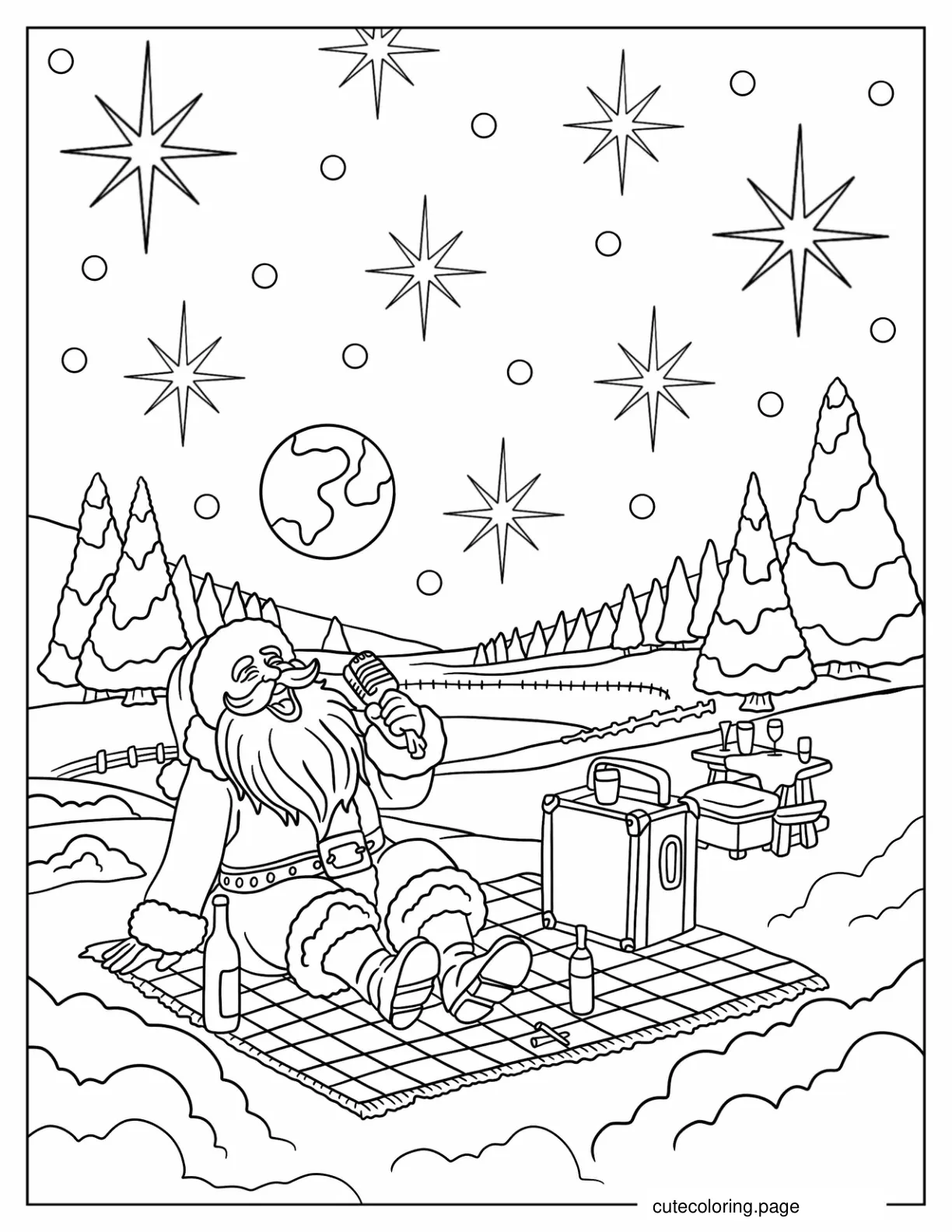 Santa Claus Singing In The North Pole Coloring Page coloring page