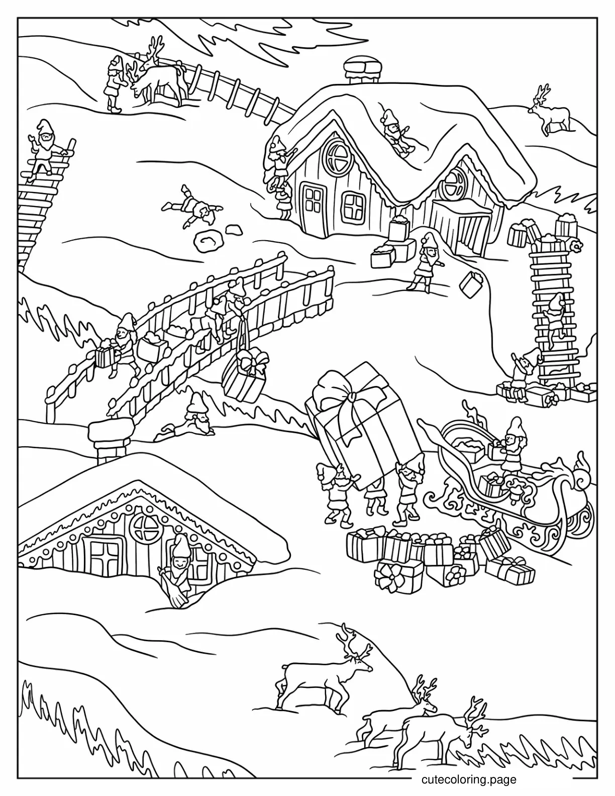 Santa_s Elves Working In The North Pole coloring page