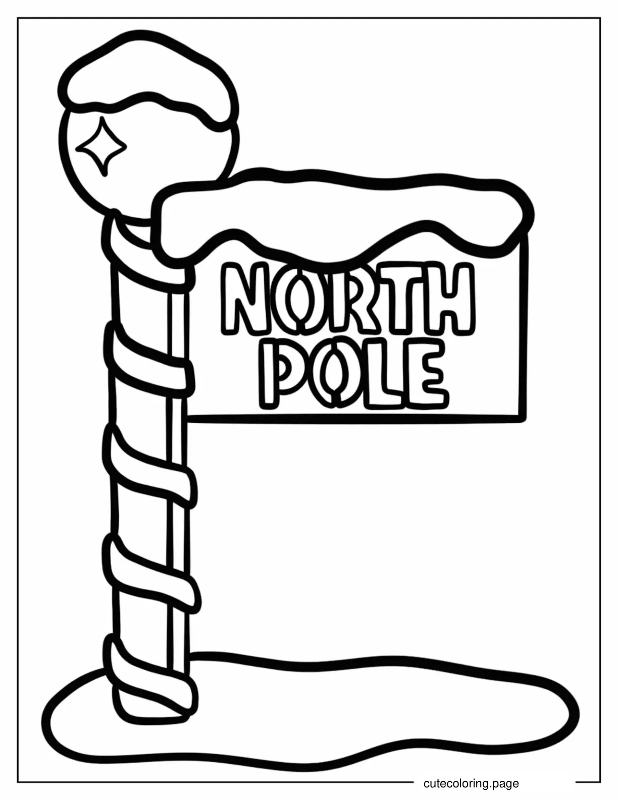 Simple North Pole Sign Post Covered In Ice coloring page