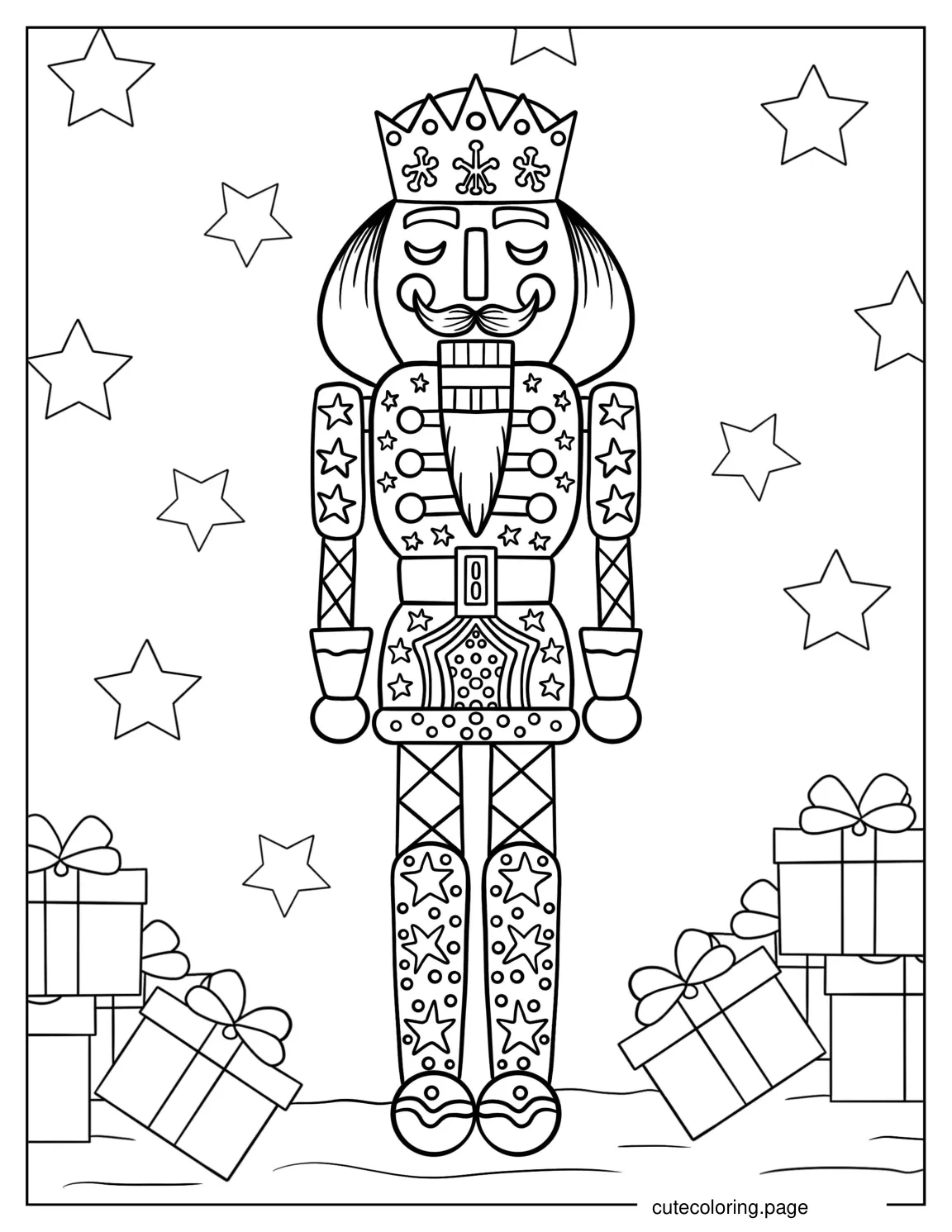 Christmas Nutcracker With Presents To Color coloring page