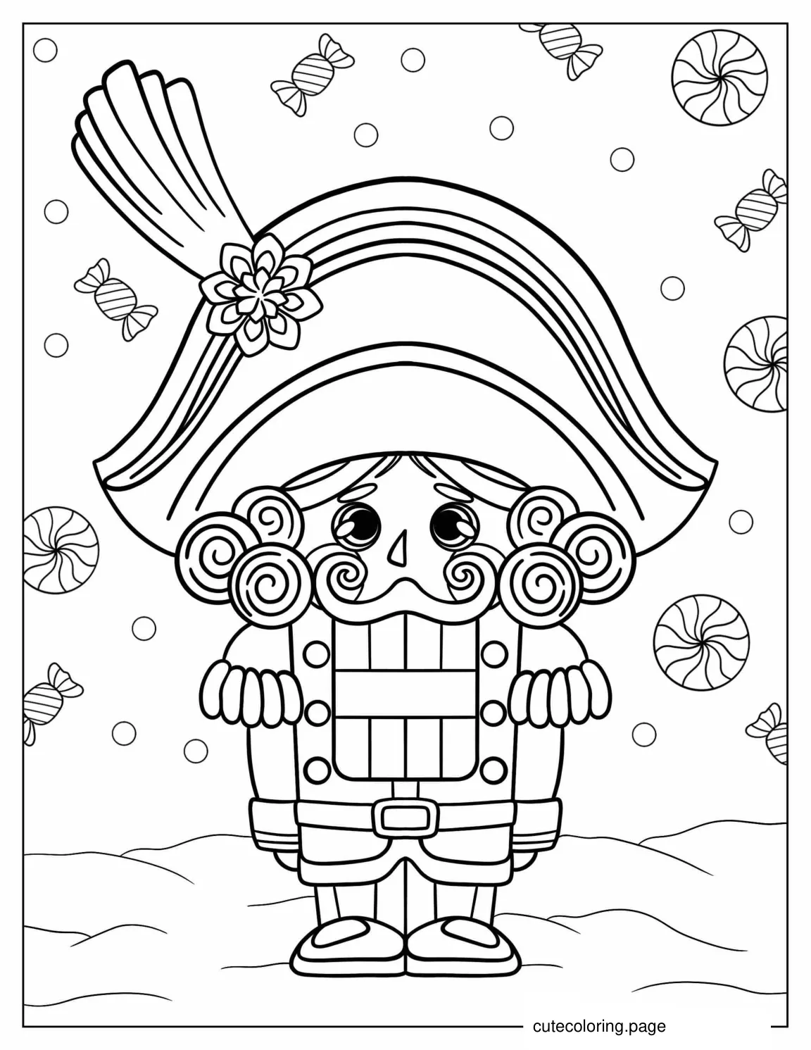 Cute Kawaii Themed Nutcracker To Color coloring page