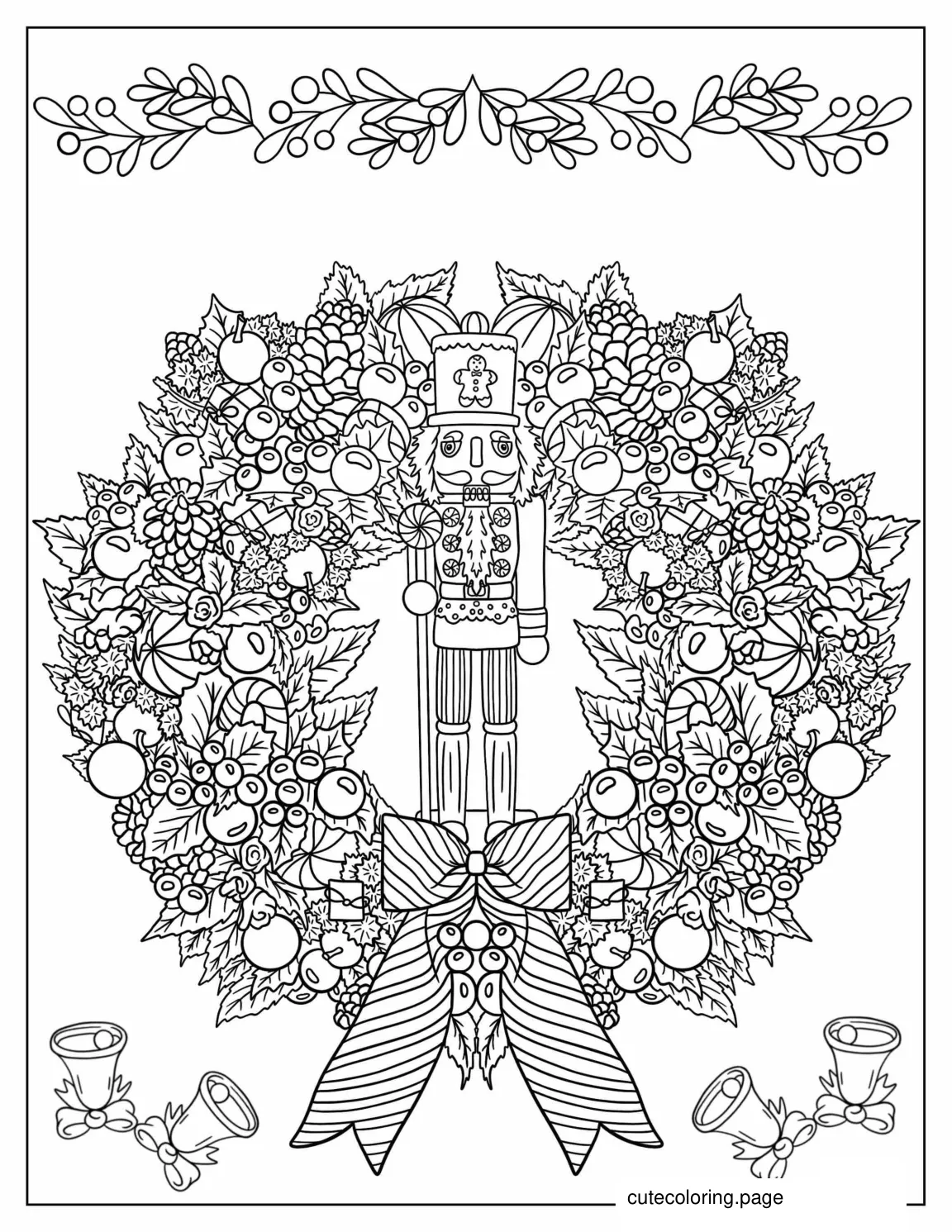 Detailed Nutcracker With Christmas Reef To Color For Adults coloring page