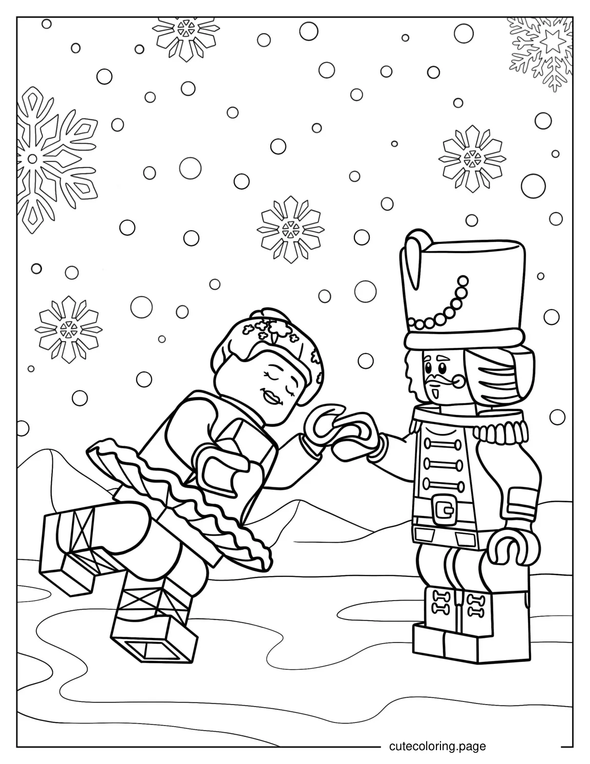 Lego Nutcracker Dancing With Sugar Plum Fairy To Color coloring page