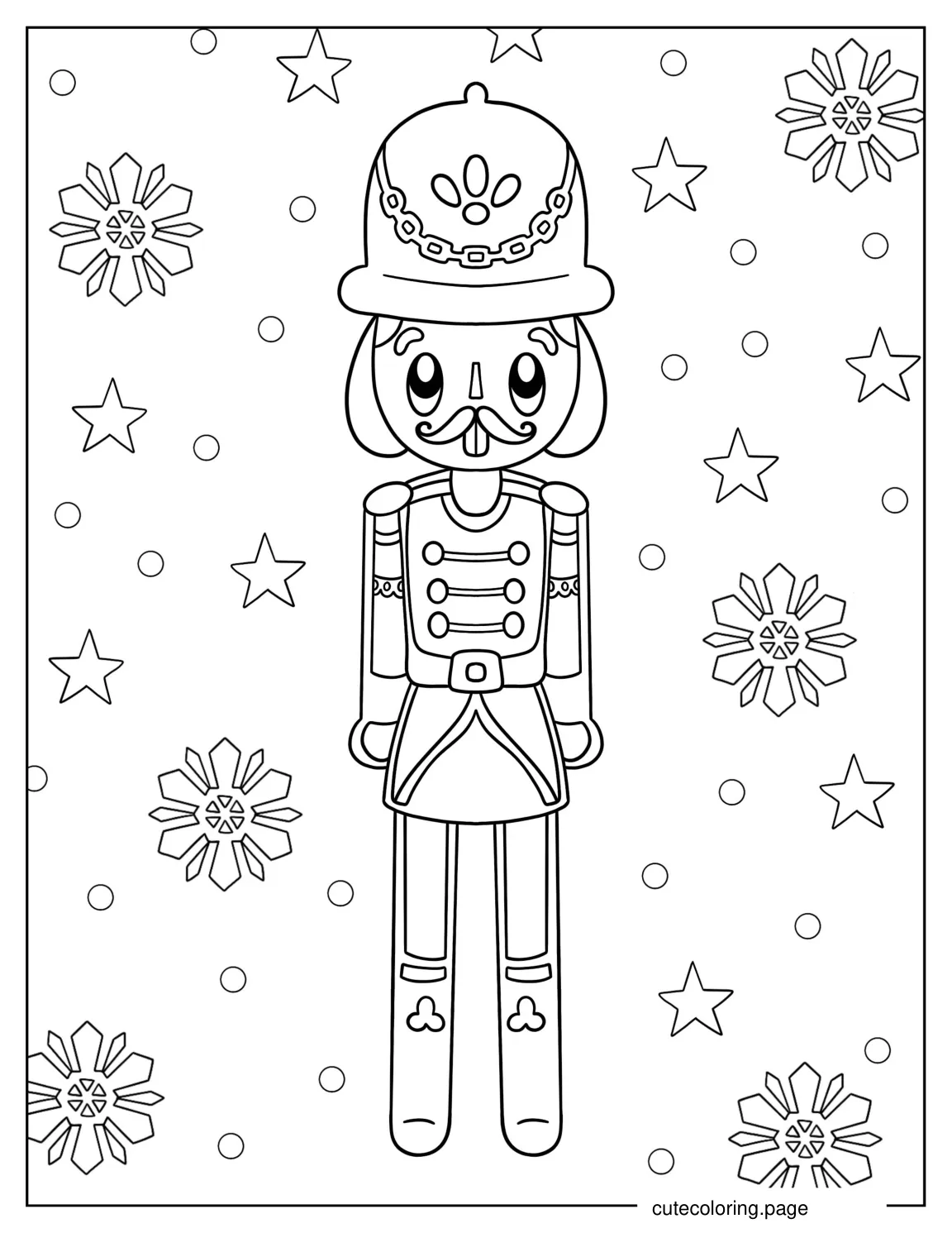 Simple Nutcracker To Color With Snowflakes coloring page