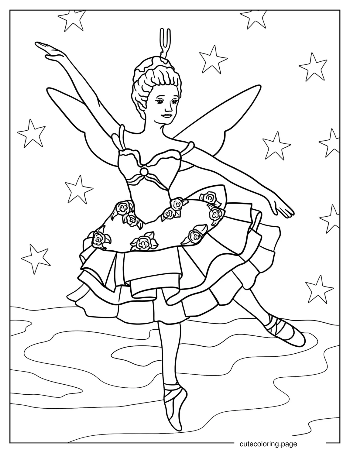 The Sugar Plum Fairy From Nutcracker To Color coloring page