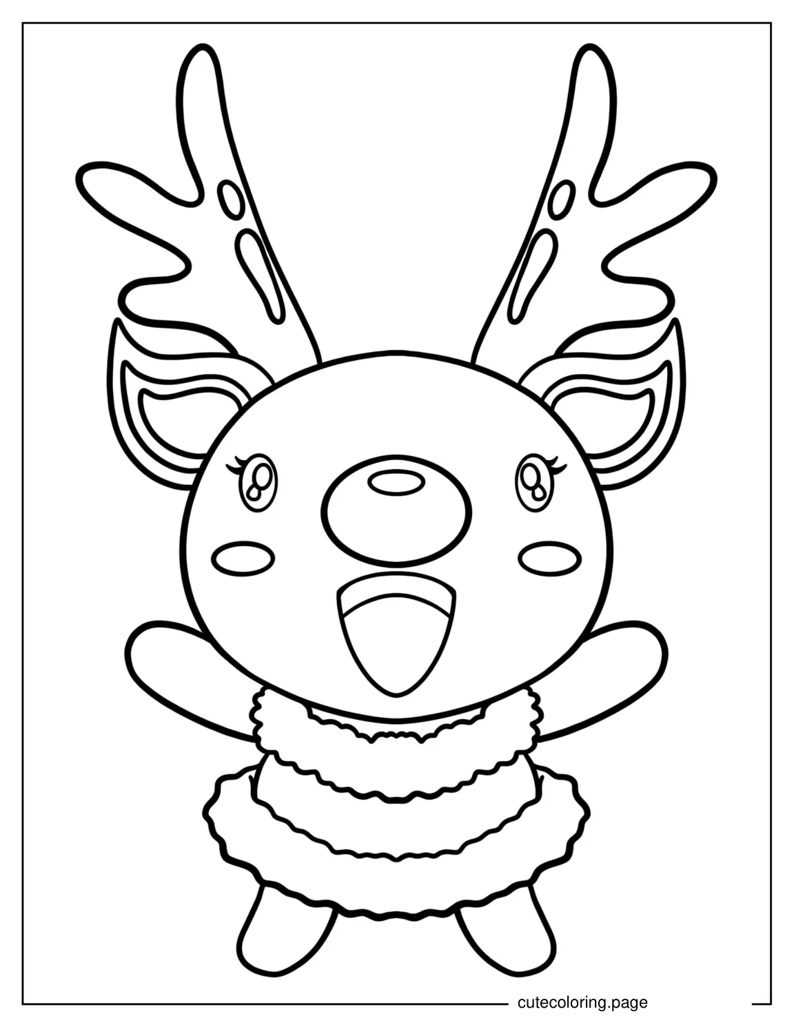 Adorable Kawaii Themed Reindeer To Color coloring page