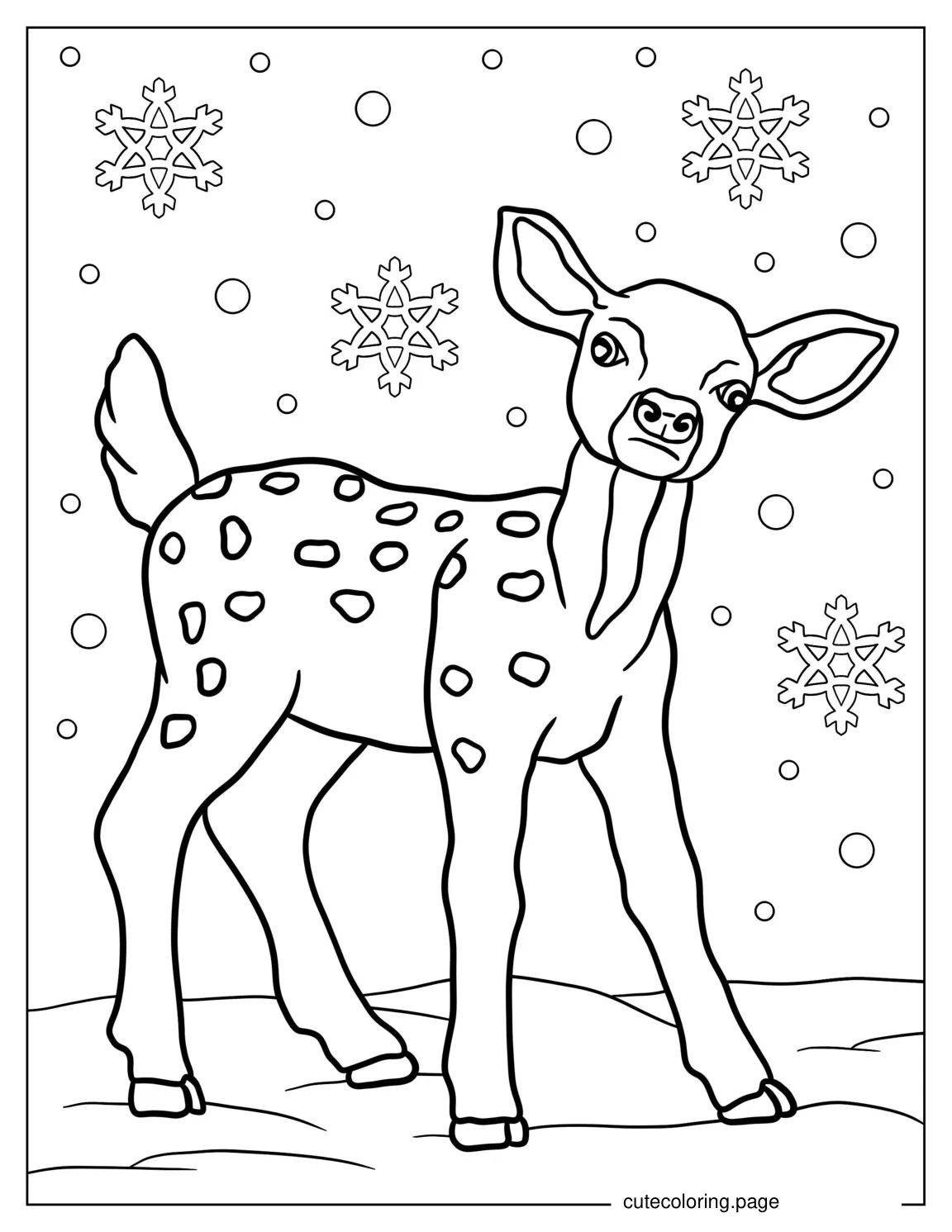 Coloring Page Of a Baby Reindeer For Preschoolers coloring page