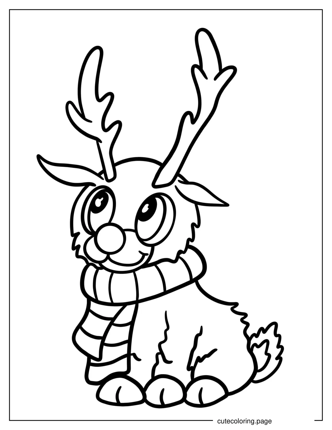 Coloring Page Of a Kawaii Baby Reindeer coloring page