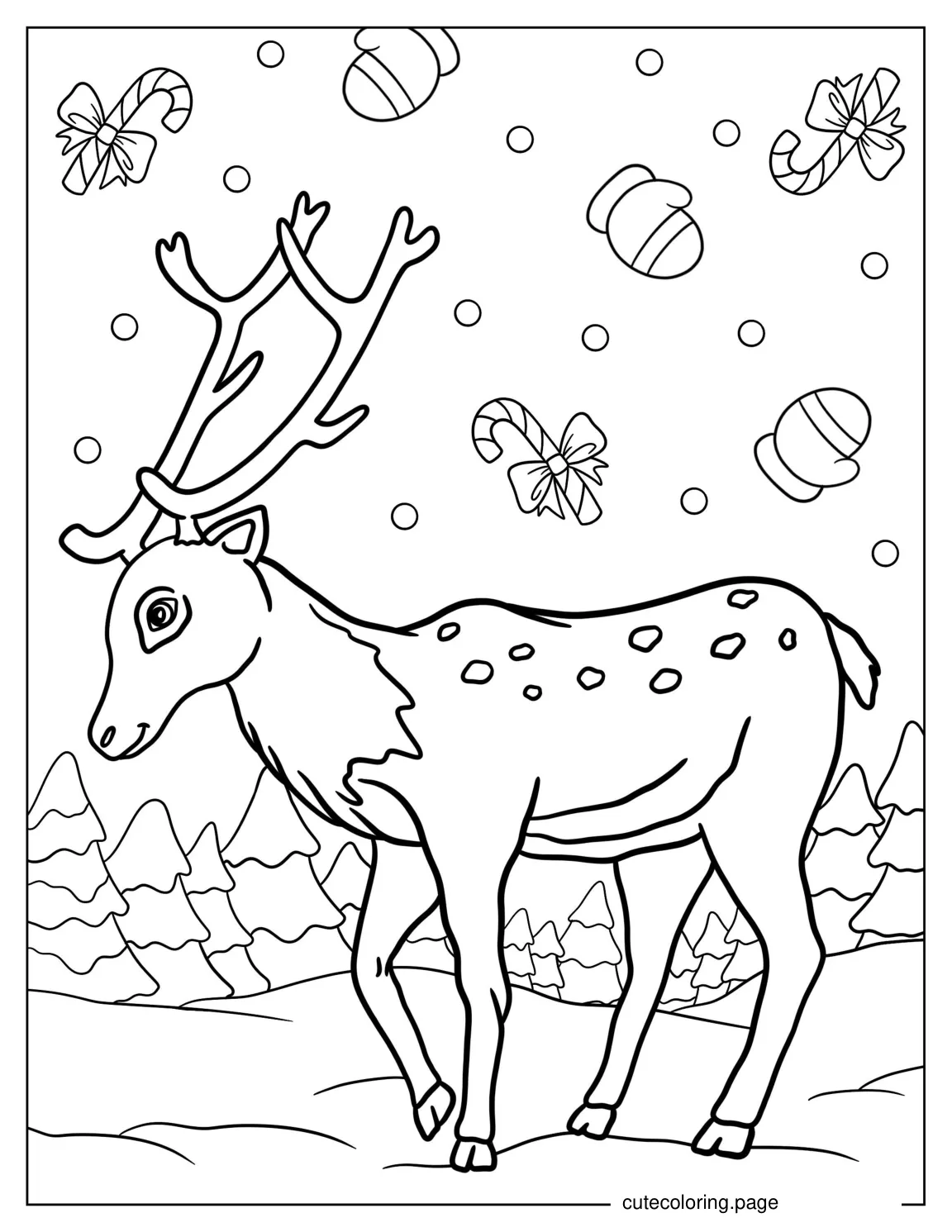 Coloring Page Of a Realistic Looking Reindeer coloring page