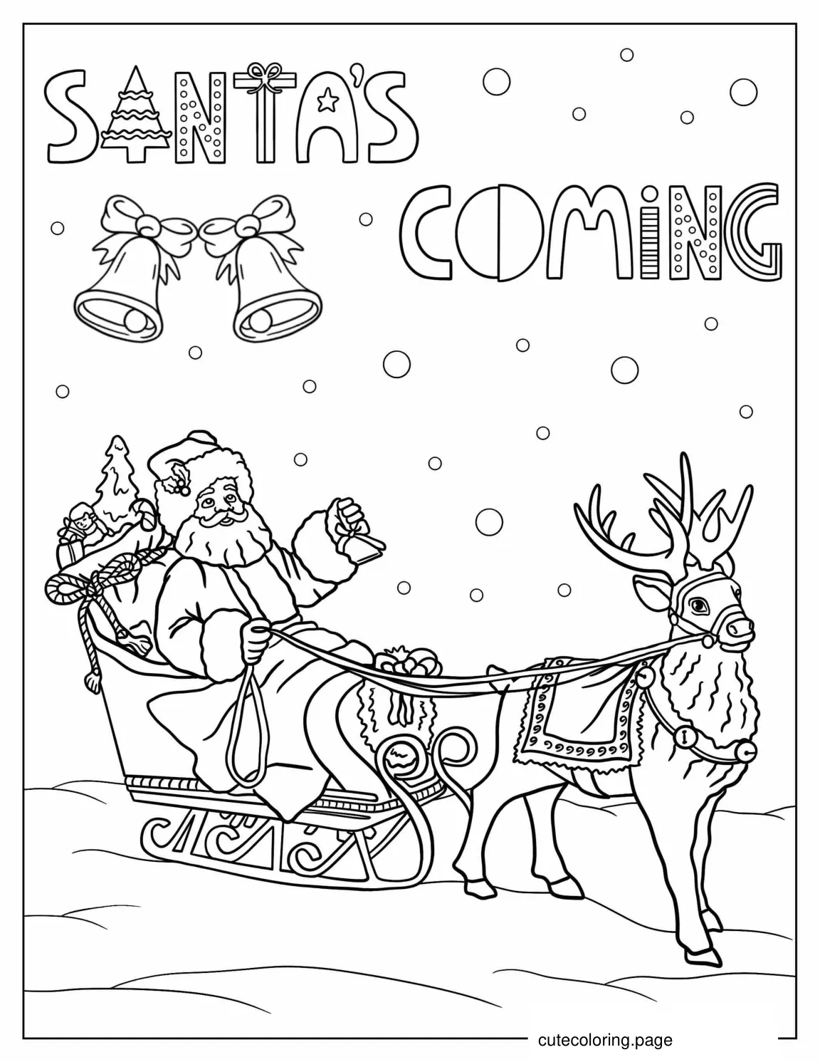 Coloring Sheet Of Santa And Rudolph coloring page