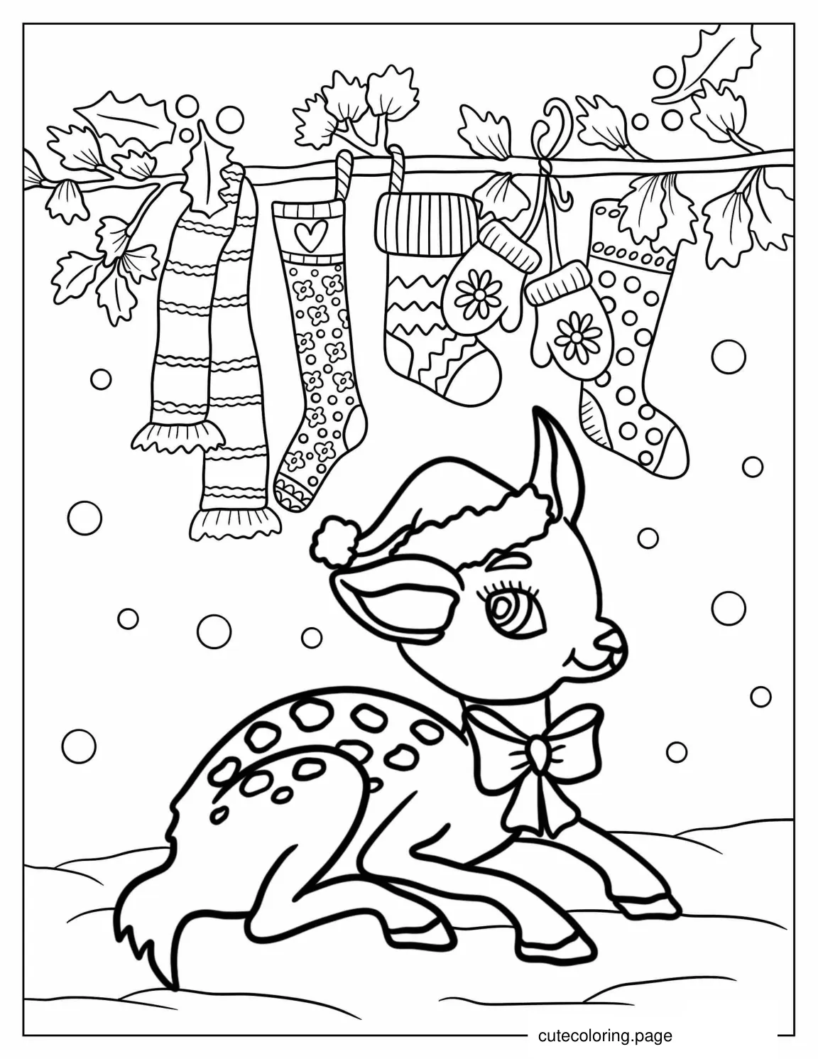 Cute Baby Reindeer To Color For Kids coloring page