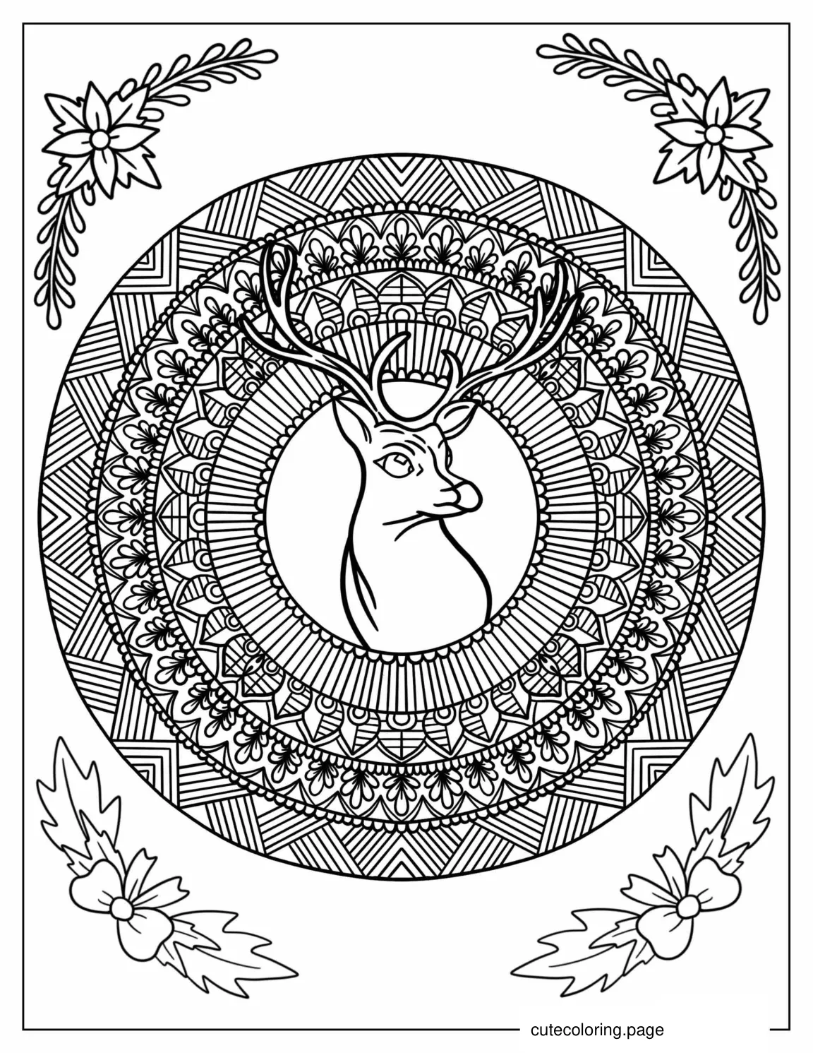 Reindeer Mandala Coloring Sheet For Relaxation coloring page