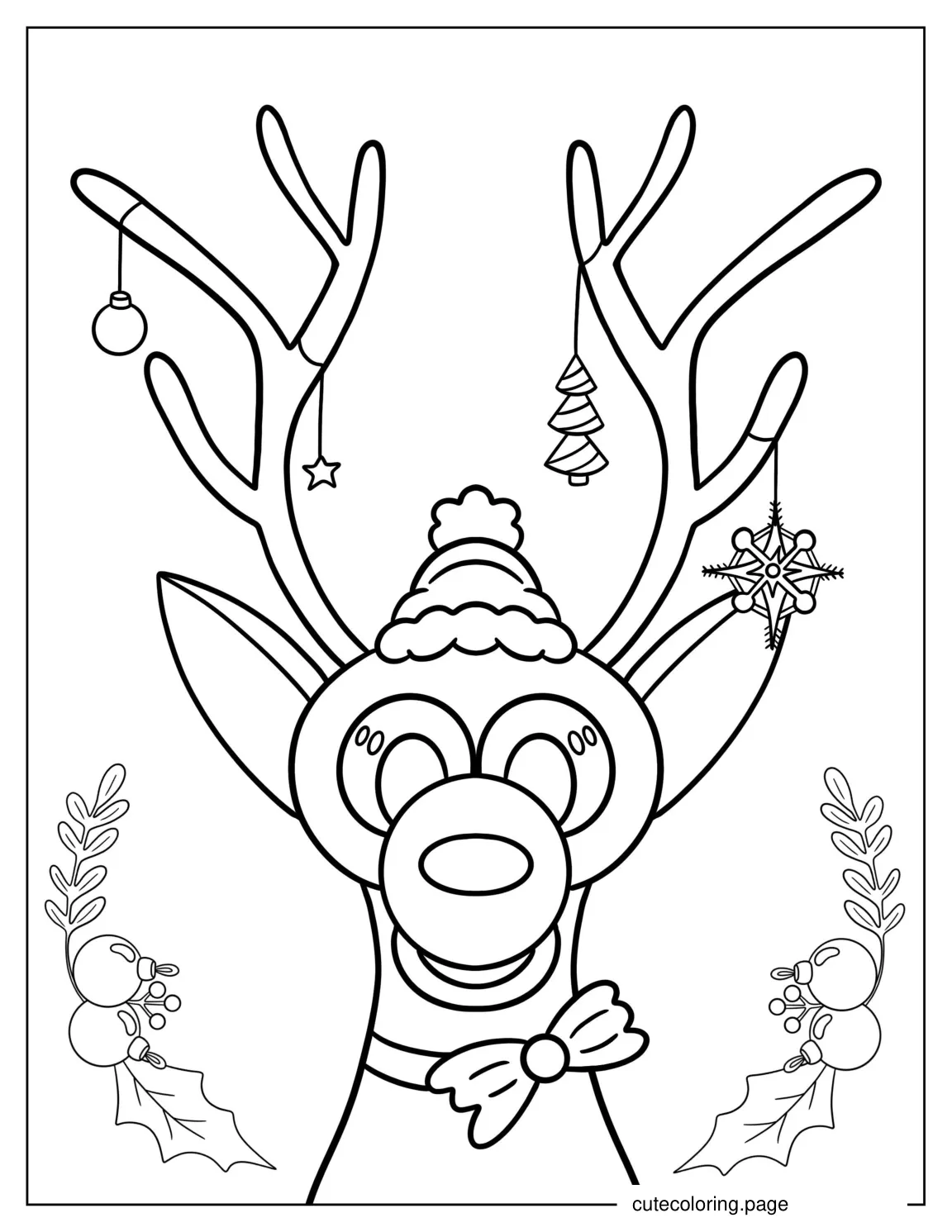 Simple Outline Of a Reindeer Face coloring page